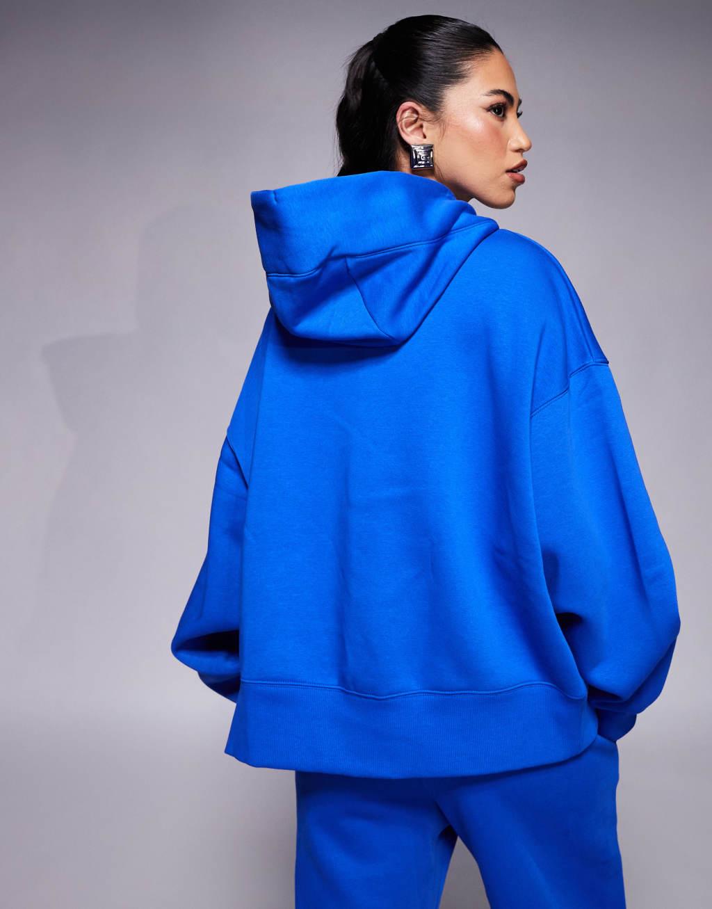 Nike Phoenix Fleece super oversized hoodie in blue Product Image