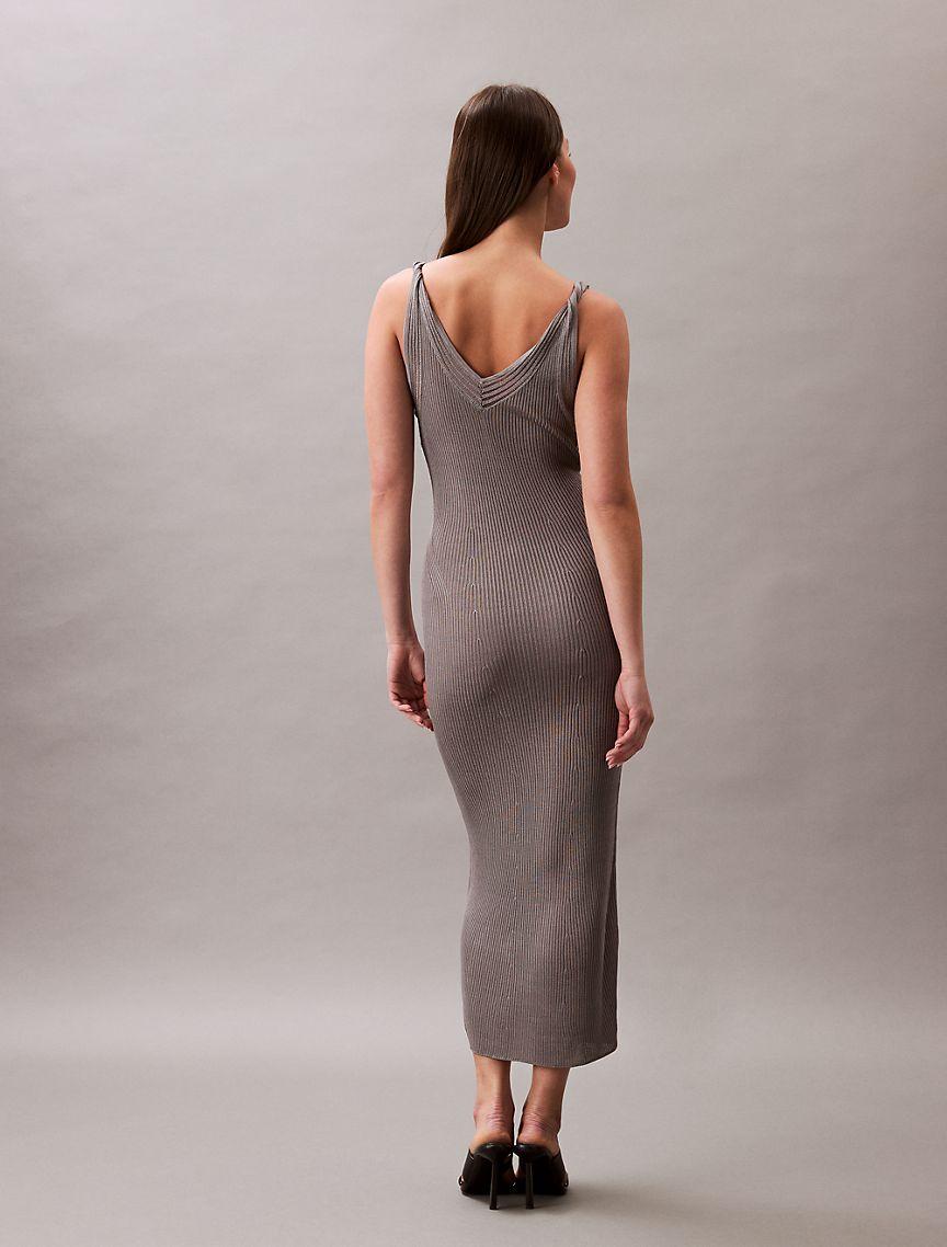 Calvin Klein Womens Viscose Rib Midi Dress - Grey Product Image