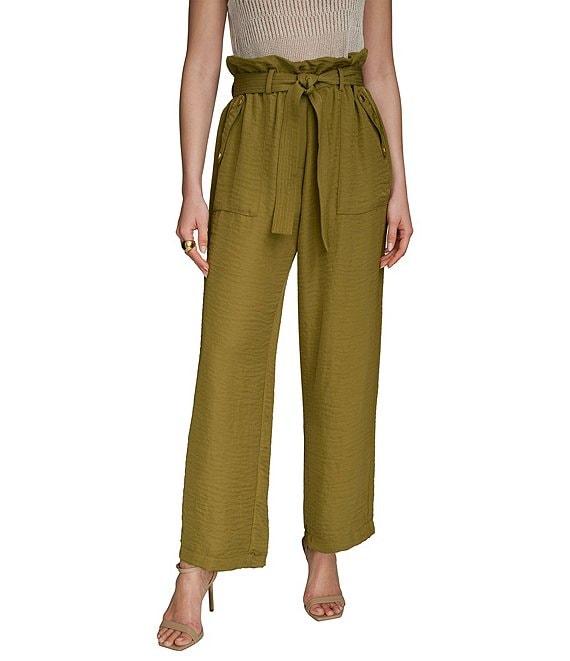 Donna Karan Ripple Twill Wide Leg Paper Bag Waist Pants Product Image