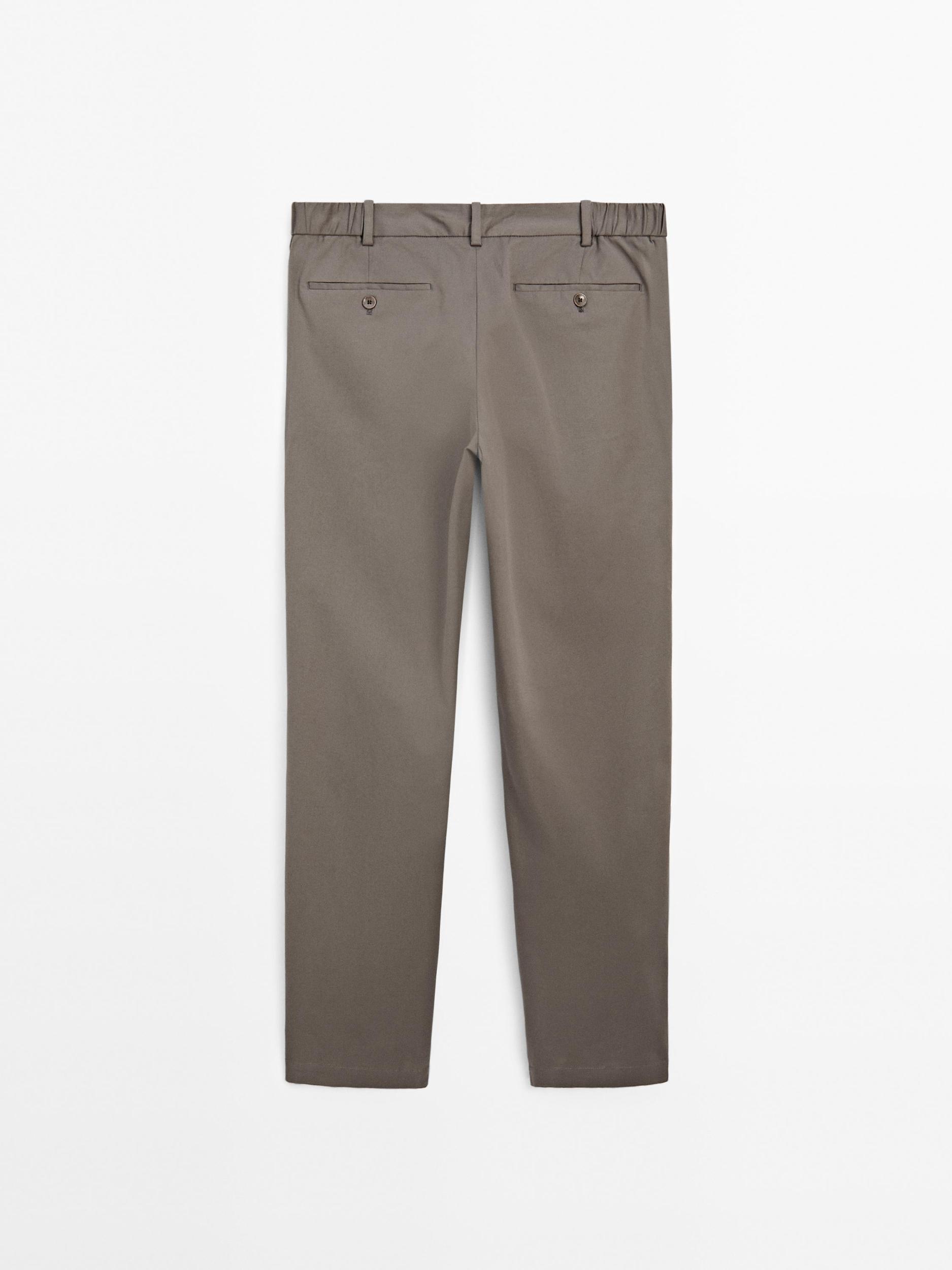 Cotton blend slim fit trousers Product Image