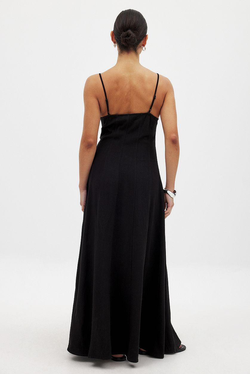 Linen Blend Seam Detail Maxi Dress Product Image