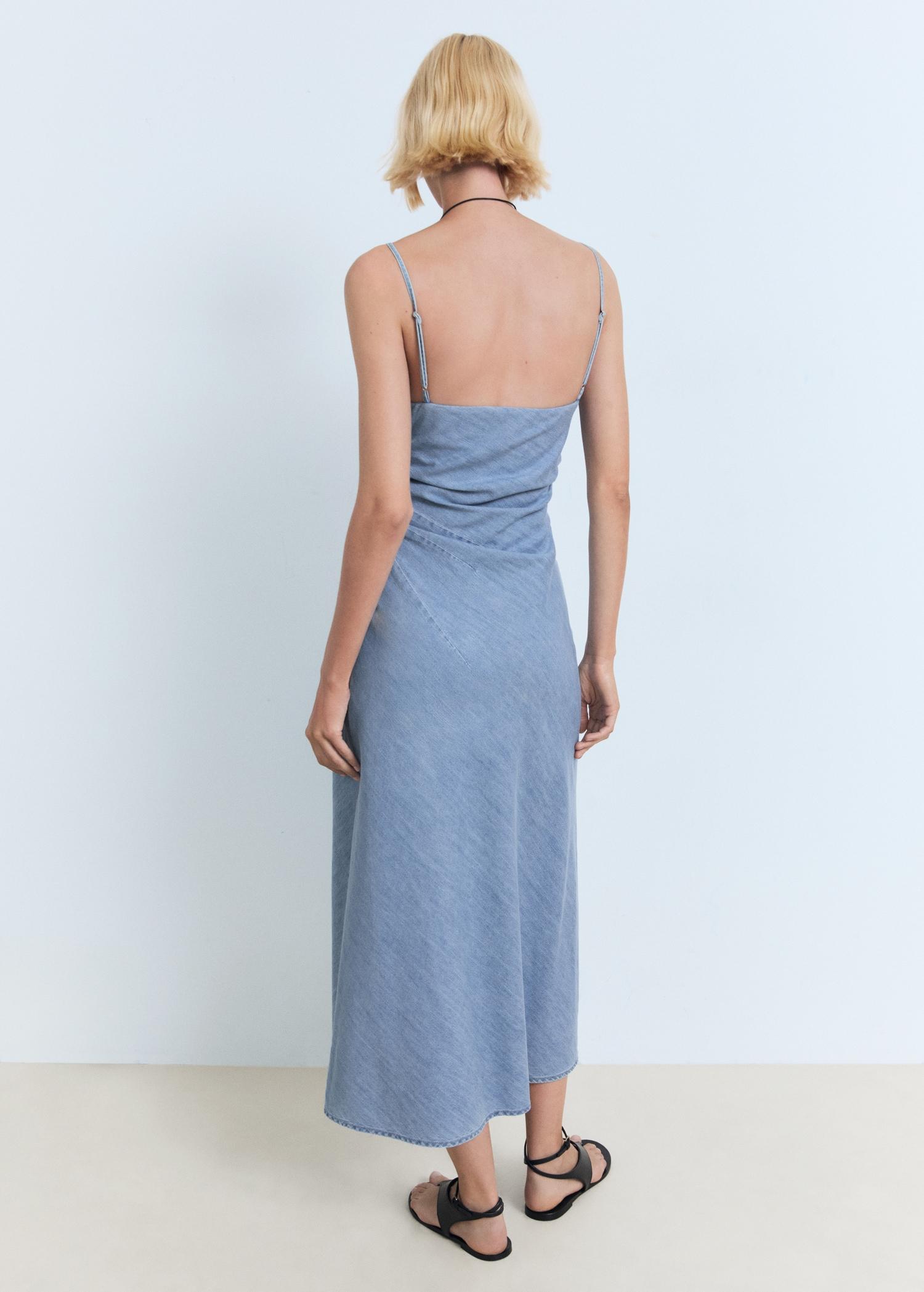 Draped denim dress - Women | MANGO USA Product Image
