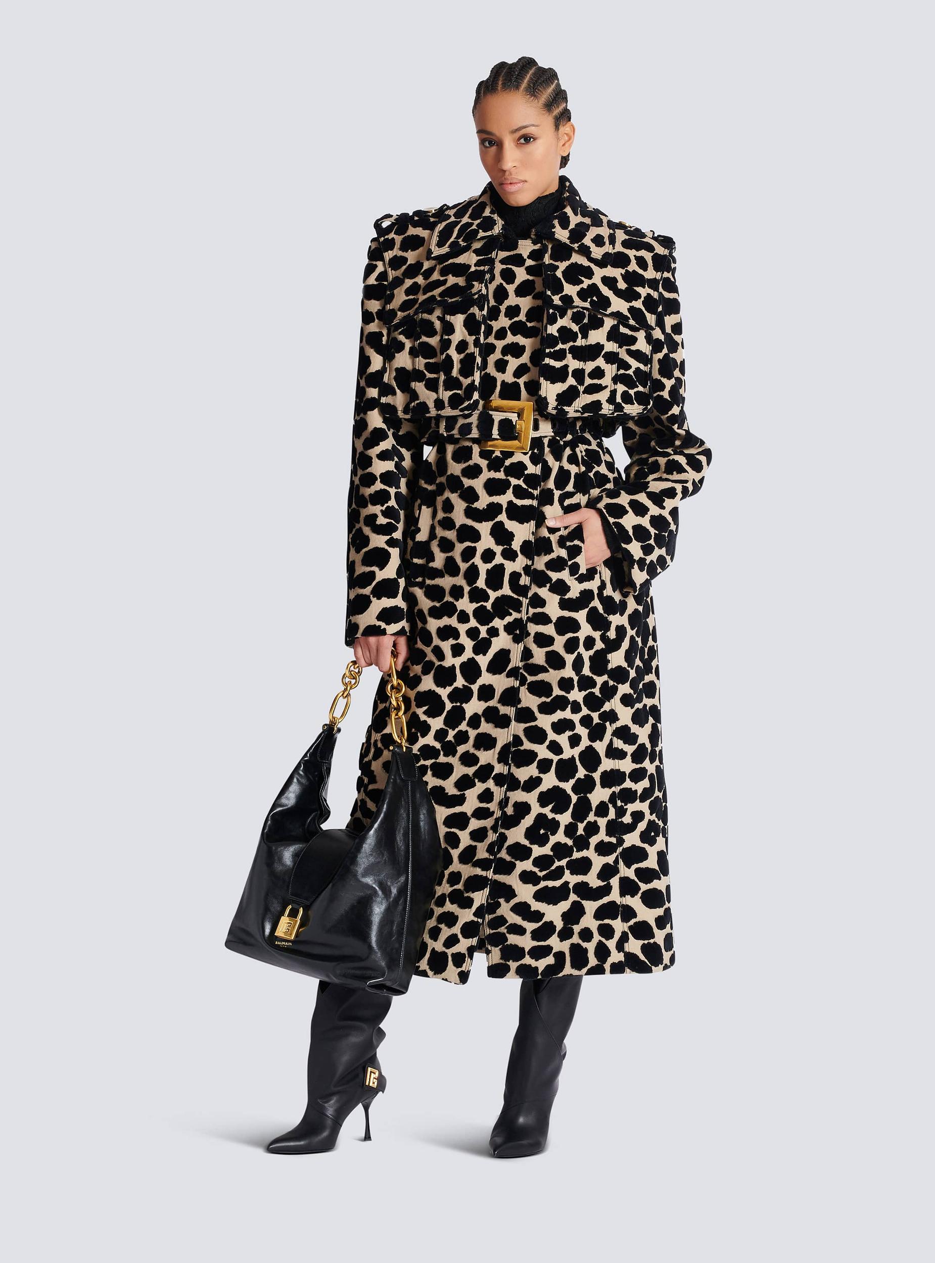 Leopard print jacquard belted trench Product Image