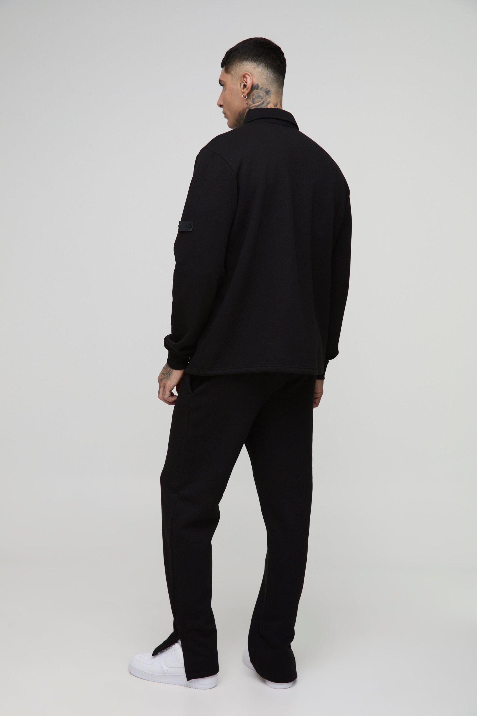 Tall Woven Tab Rugby Polo | boohooMAN USA Product Image