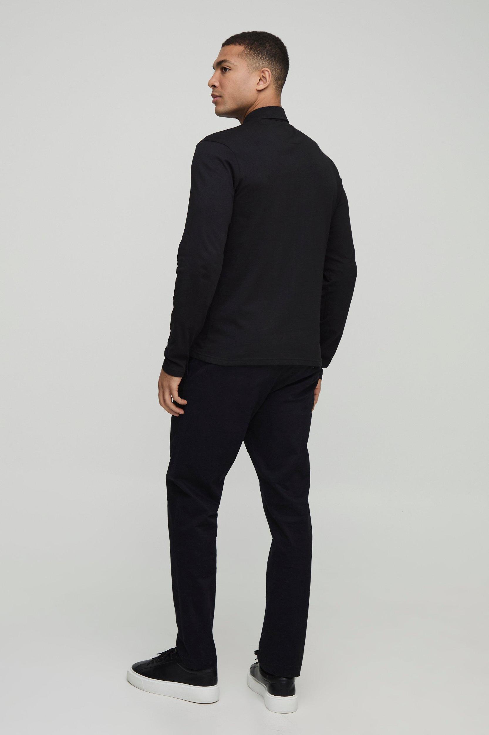 Slim Fit Jersey Long Sleeve Shirt | boohooMAN USA Product Image