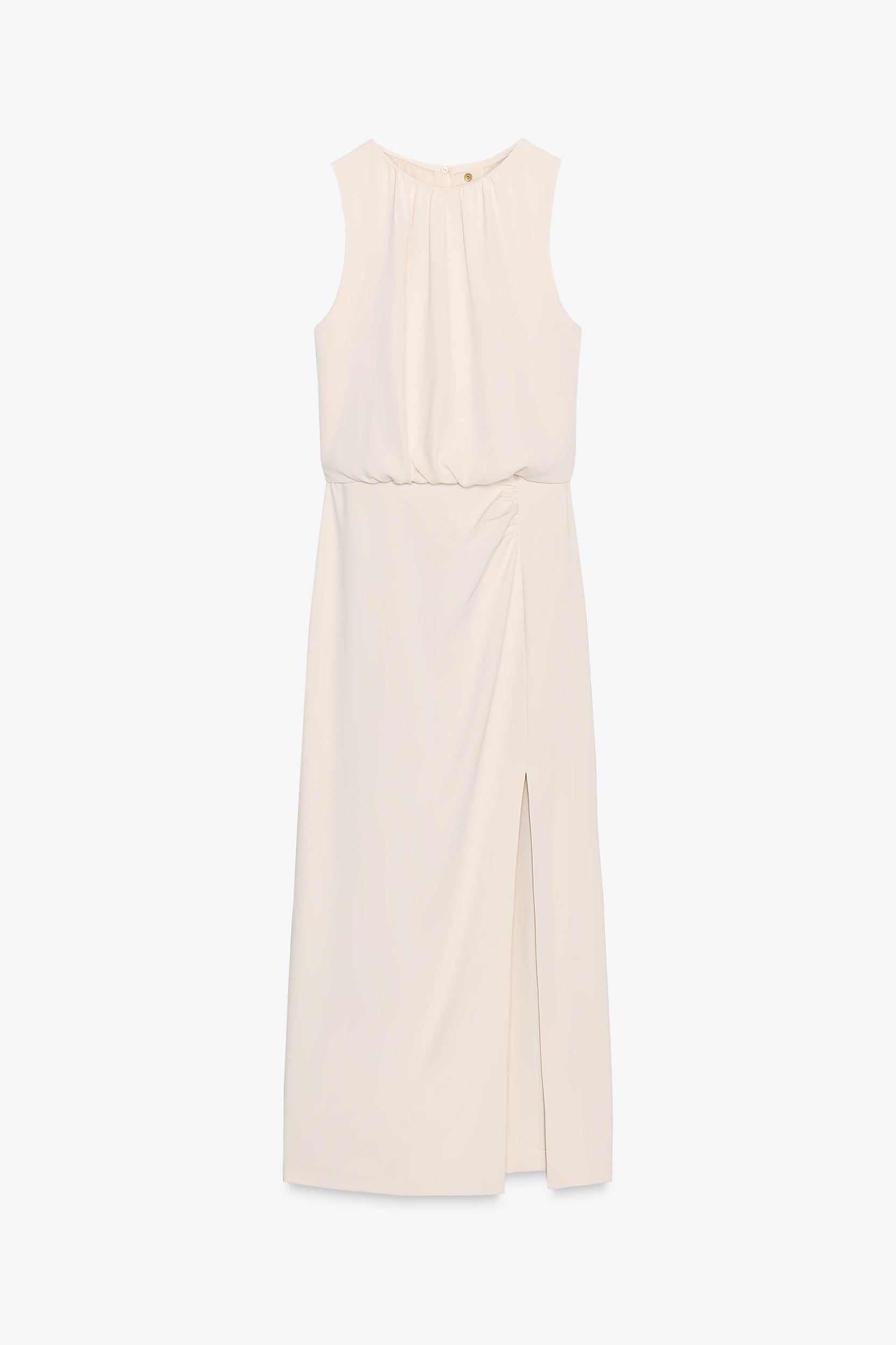 RUCHED WAIST MIDI DRESS Product Image
