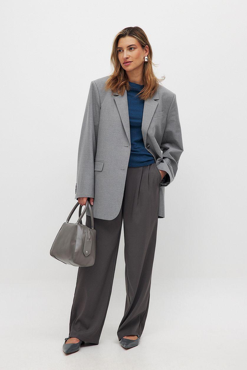 Round Neck Linen Blend Tee Product Image