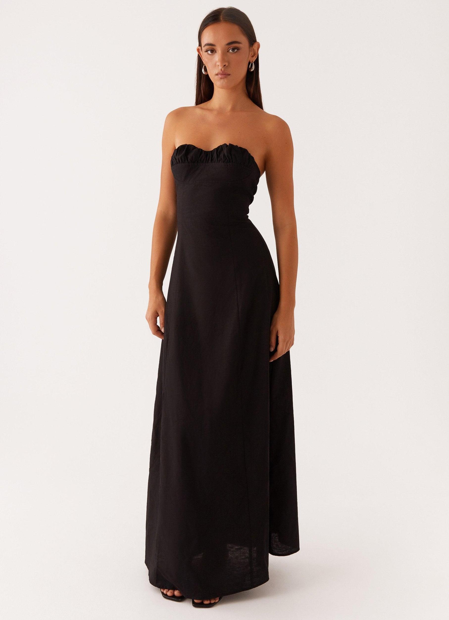 Tayla Linen Maxi Dress - Black Product Image