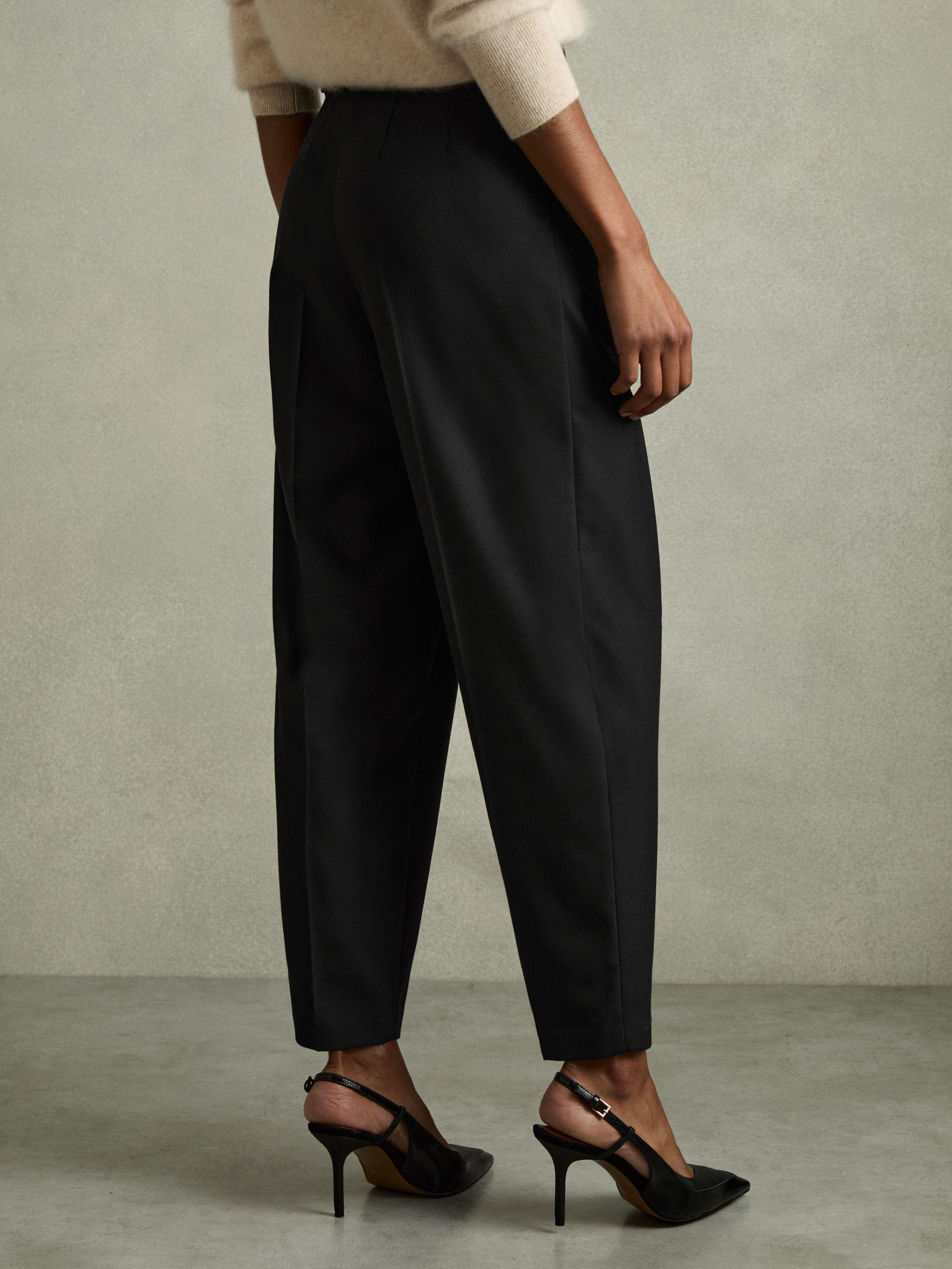 Tapered Belted Trousers in Black Product Image