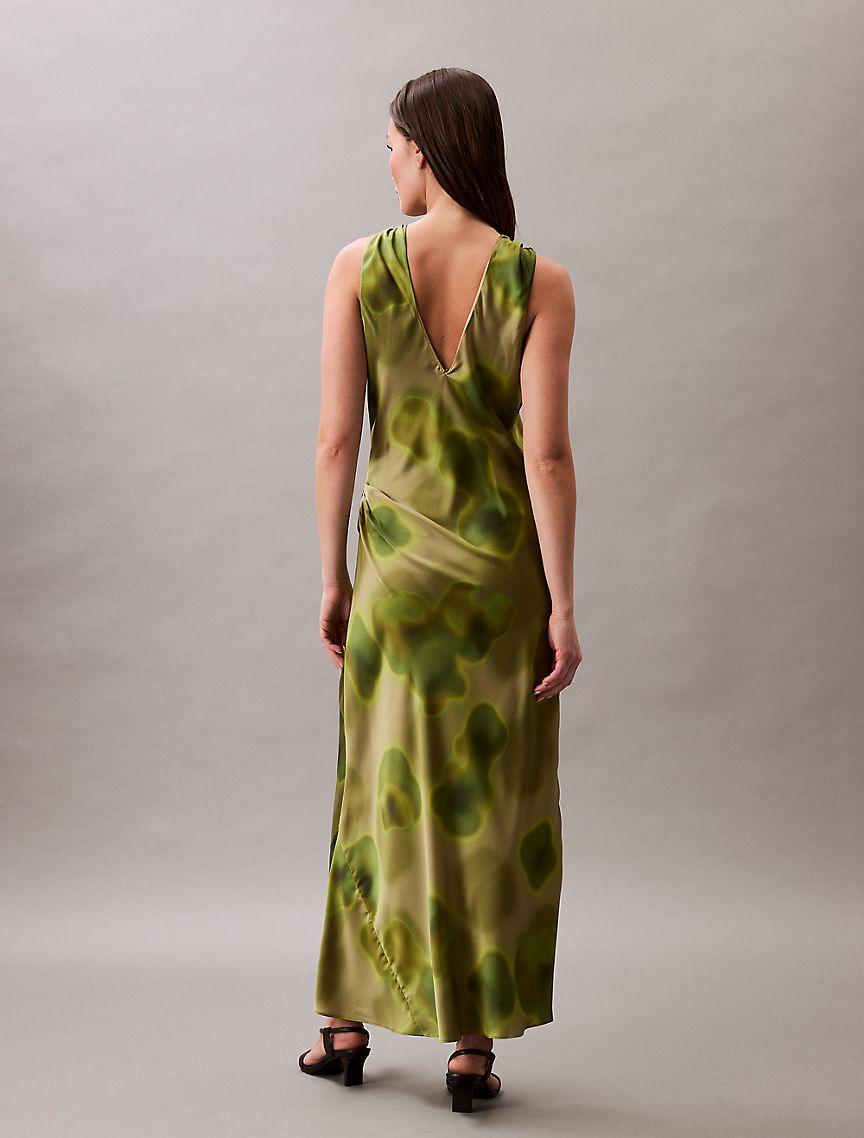 Printed Crushed Satin Midi Dress  Product Image