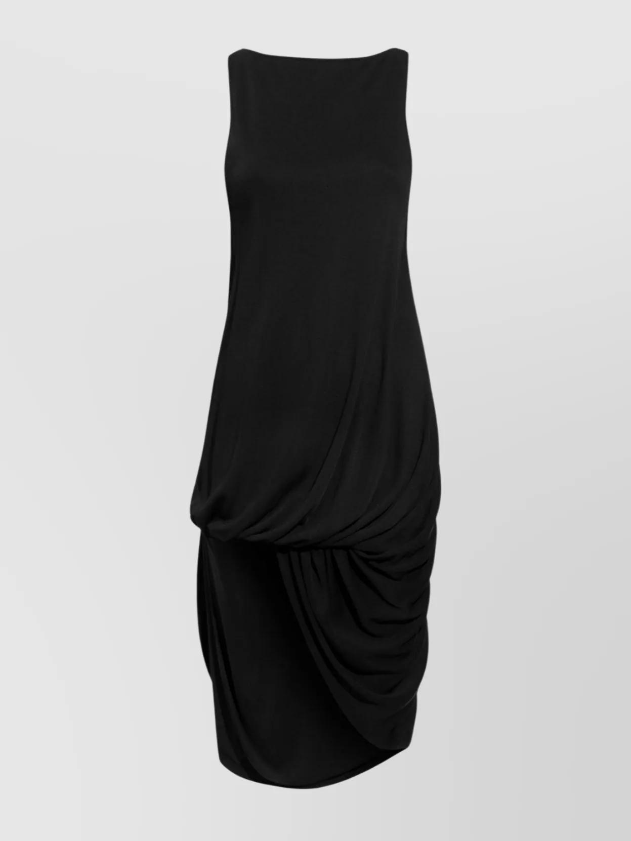 JACQUEMUS Draped Sleeveless Peplum Dress With Asymmetrical Hem In Black Product Image