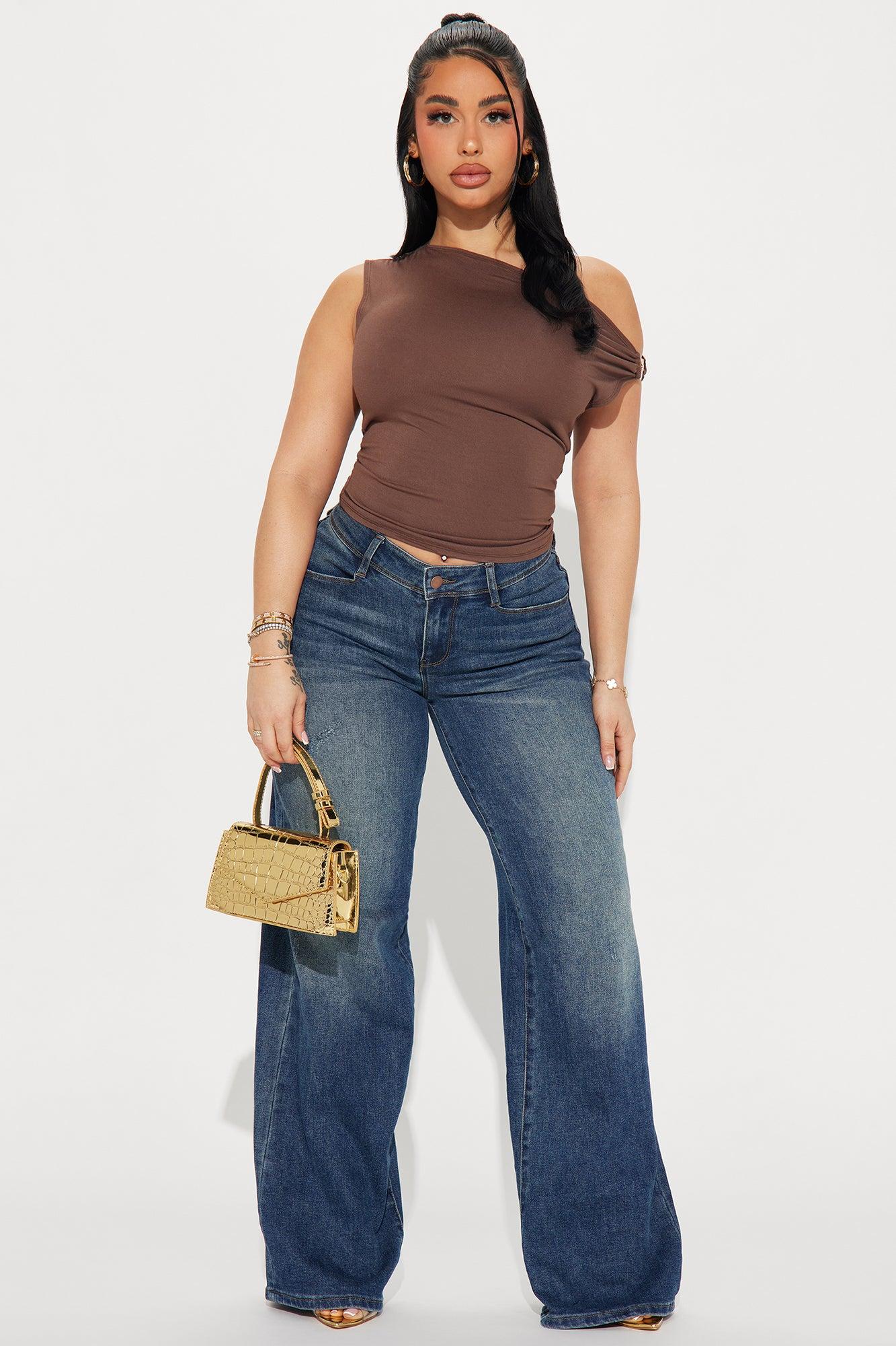 A Sure Thing One Shoulder Top - Chocolate Product Image