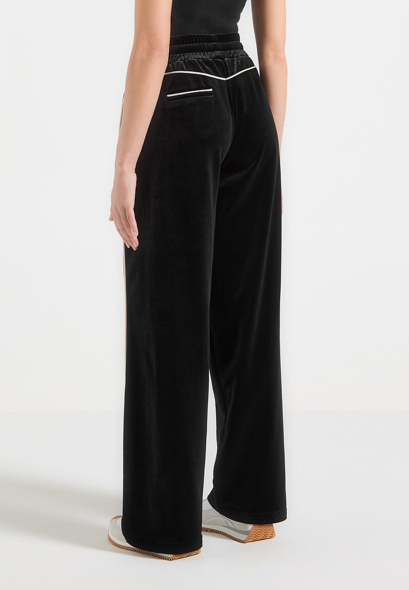 Eiffel Velour Straight Leg Joggers - Black Female Product Image