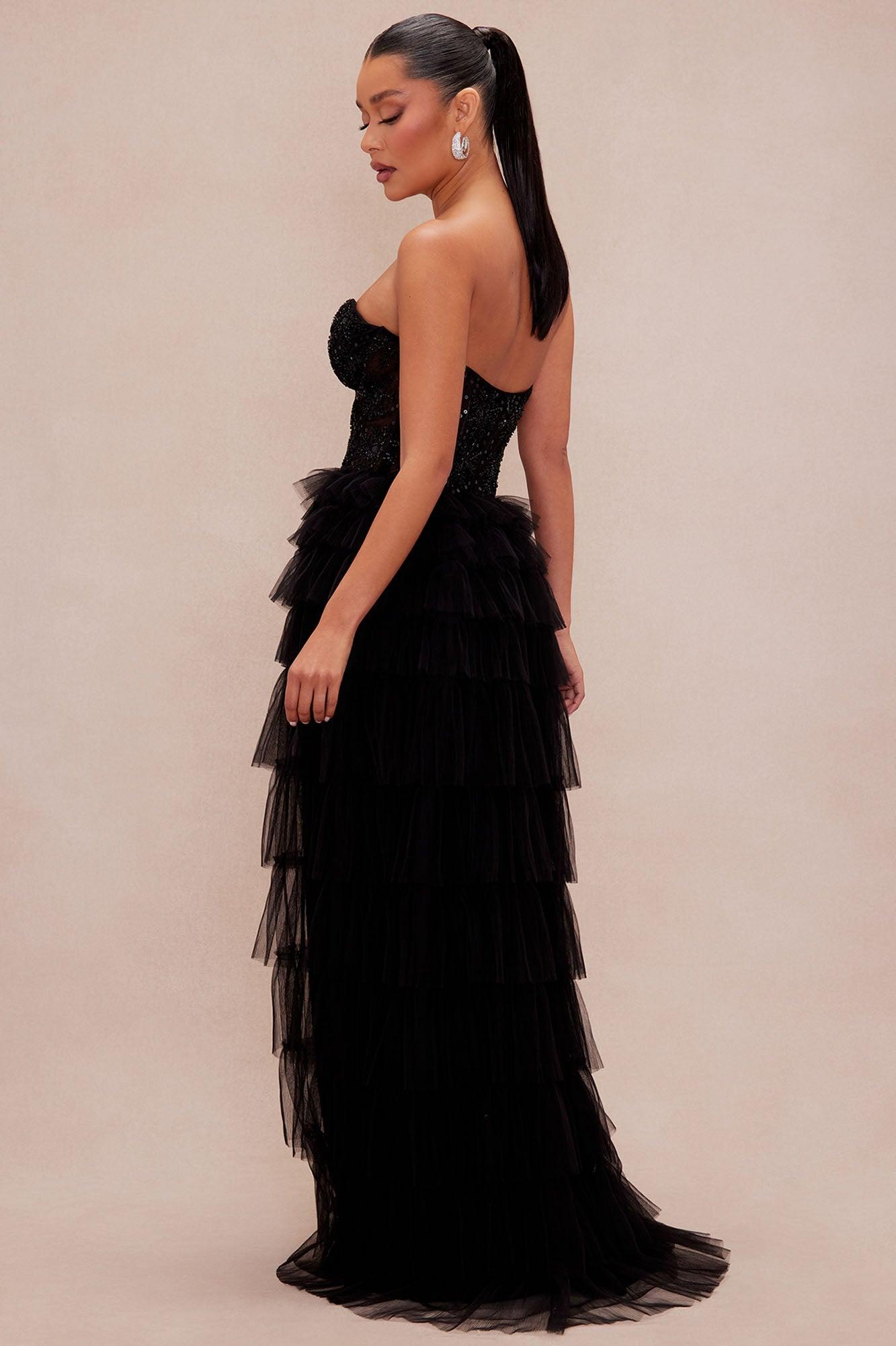 Eliza Embellished Tulle Gown - Black Product Image