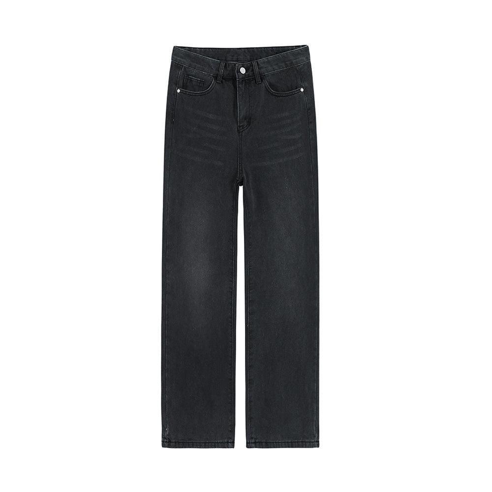 RT No. 1489 GRAY WIDE STRAIGHT JEANS Product Image