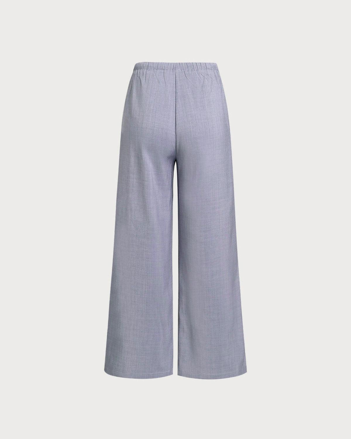 Grey Elastic Straight Waist Pants Product Image
