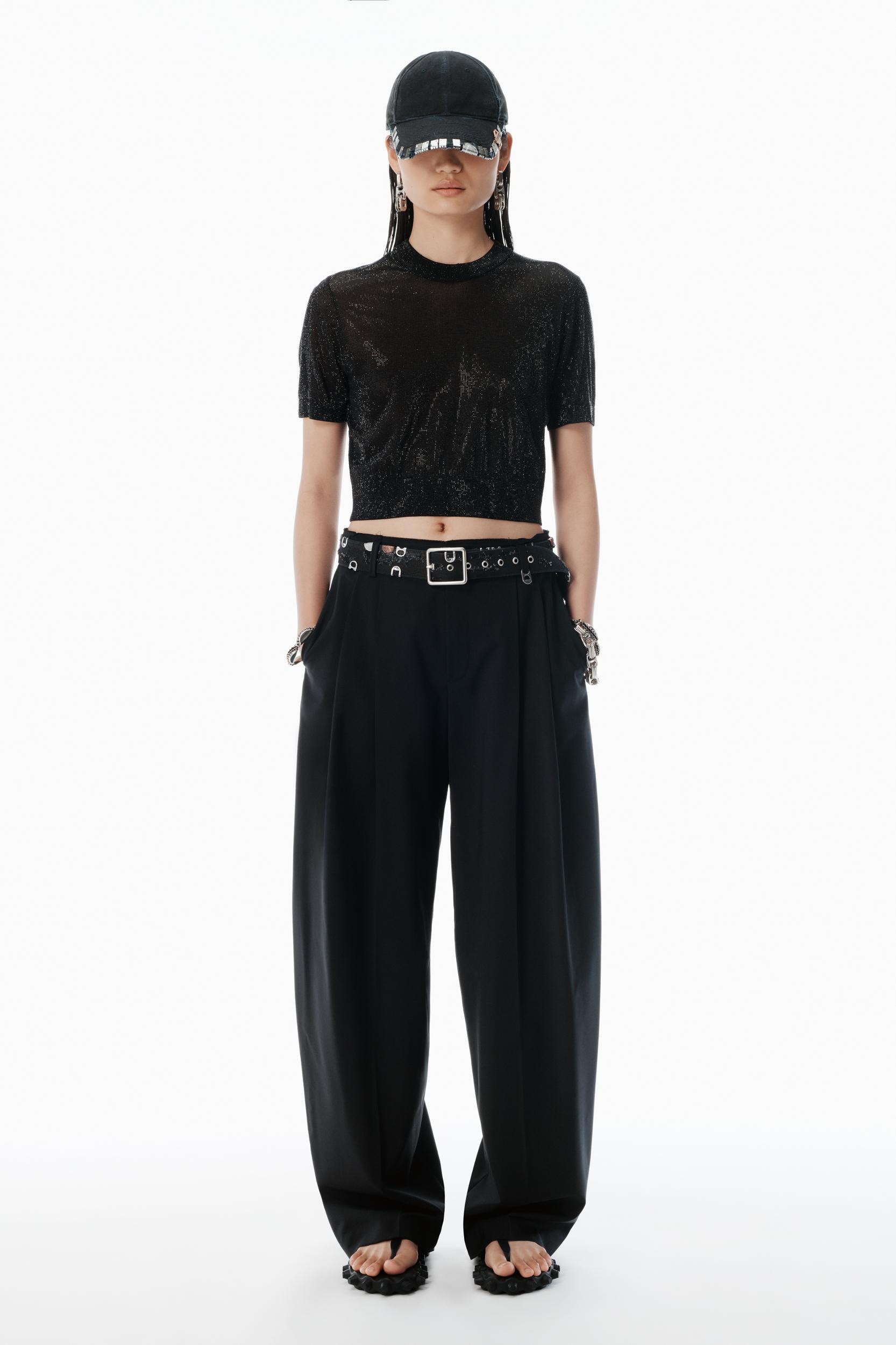 Black Clear Bead Hotfix Crewneck Tee Product Image