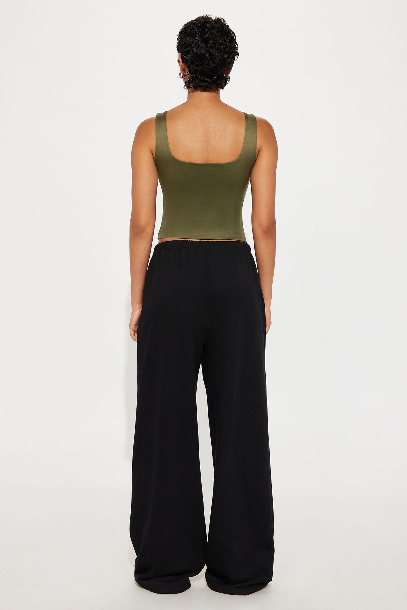 Contour Double Lined Square Neck Tank Top - Military Green Female Product Image