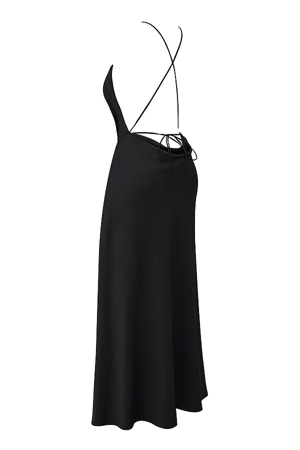 Zanab  black thigh slit maxi dress Product Image