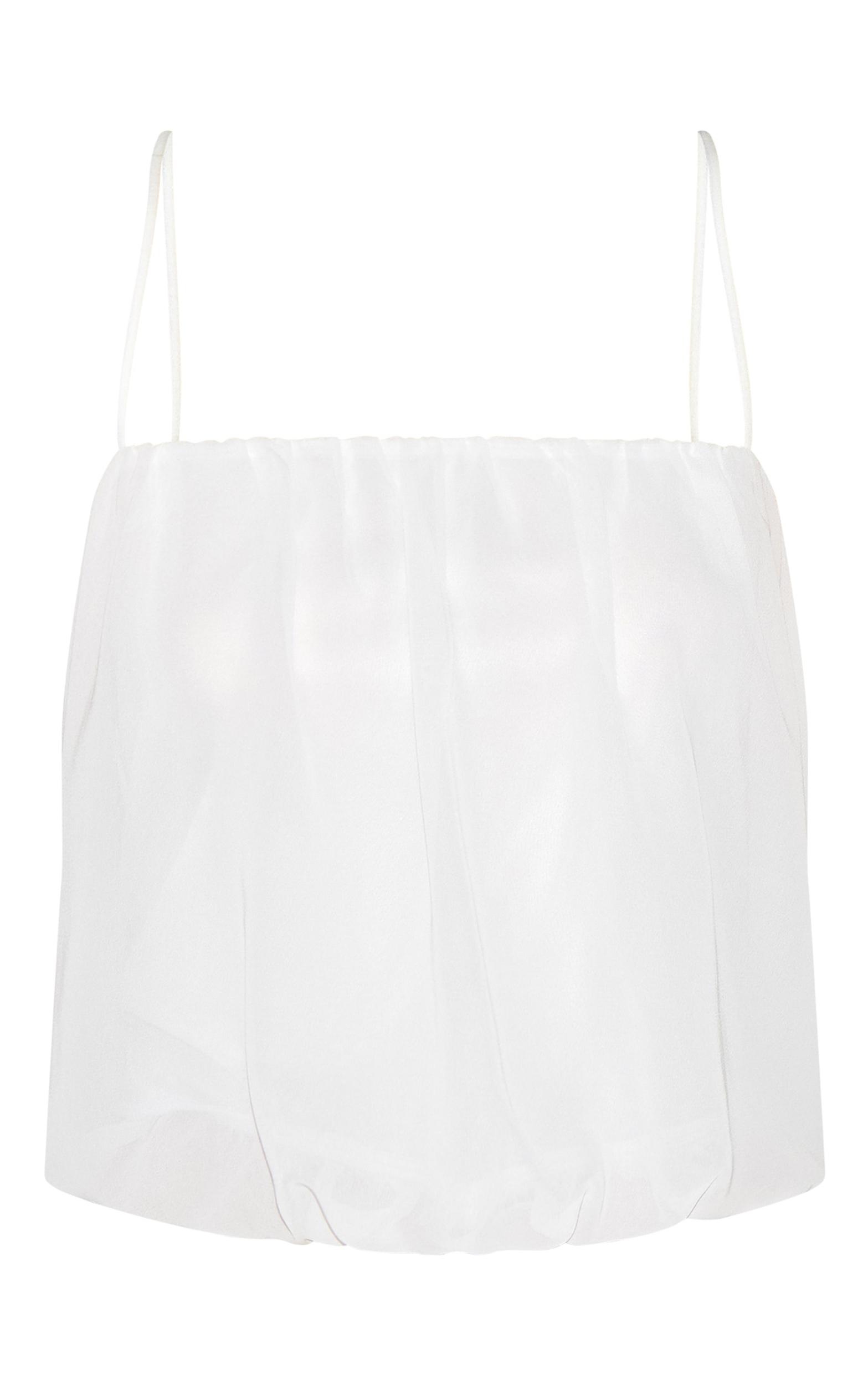Ivory Chiffon Spaghetti Strap Puffball Top Product Image