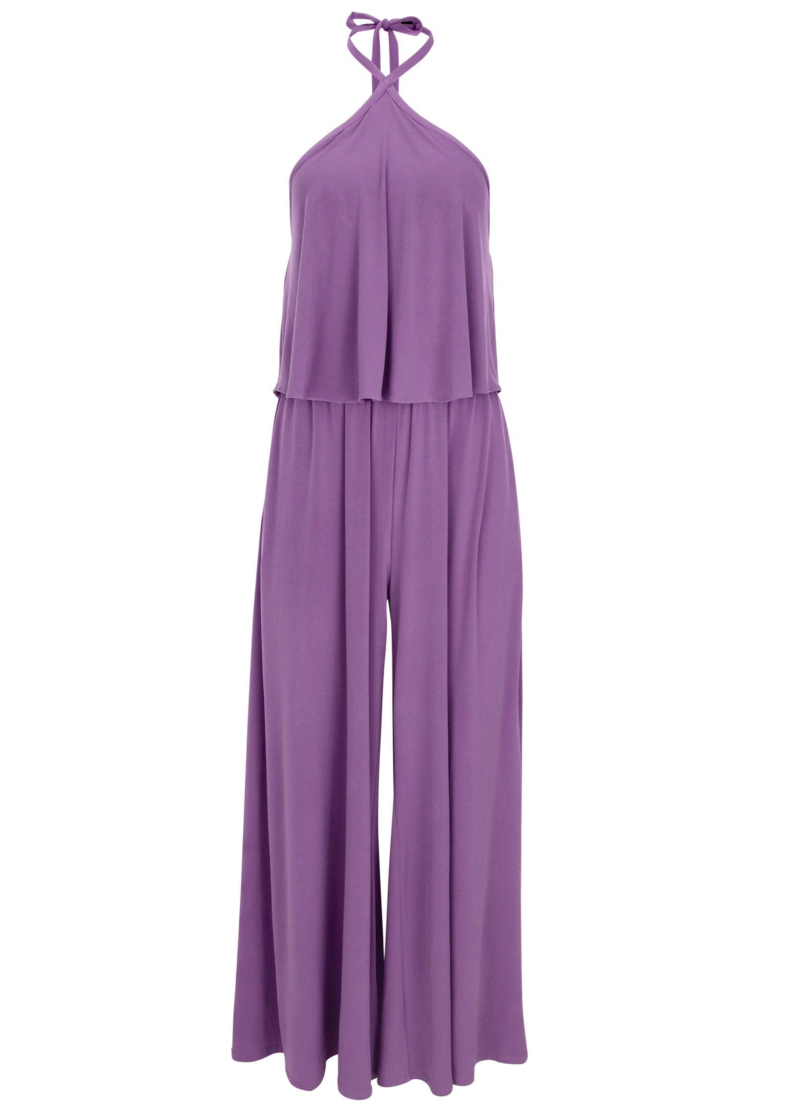 Cross Neck Jumpsuit - Purple Product Image