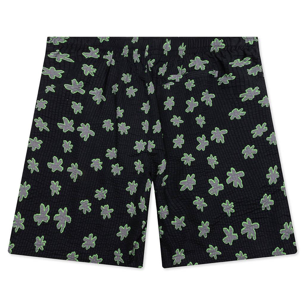 Floral Seersucker Shorts - Black Male Product Image