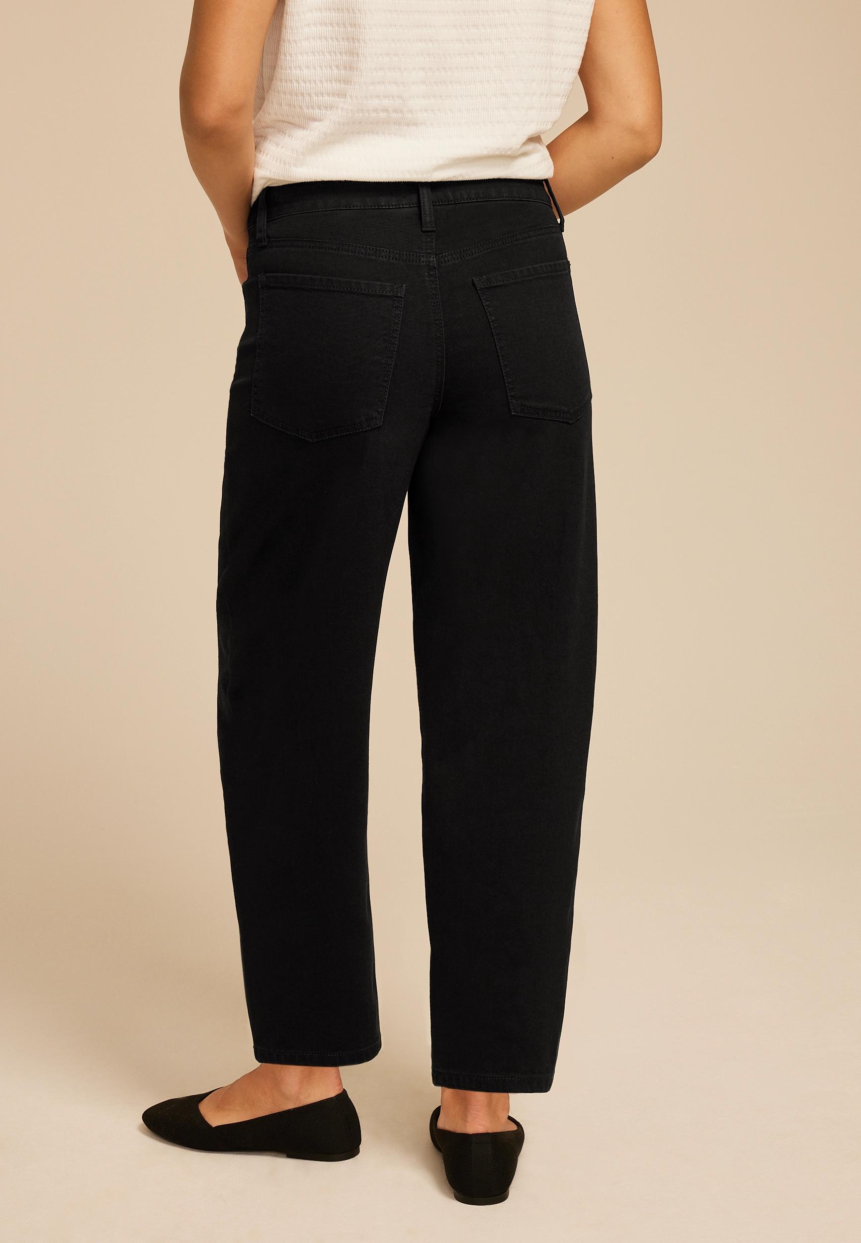 Black High Rise Barrel Jean Product Image