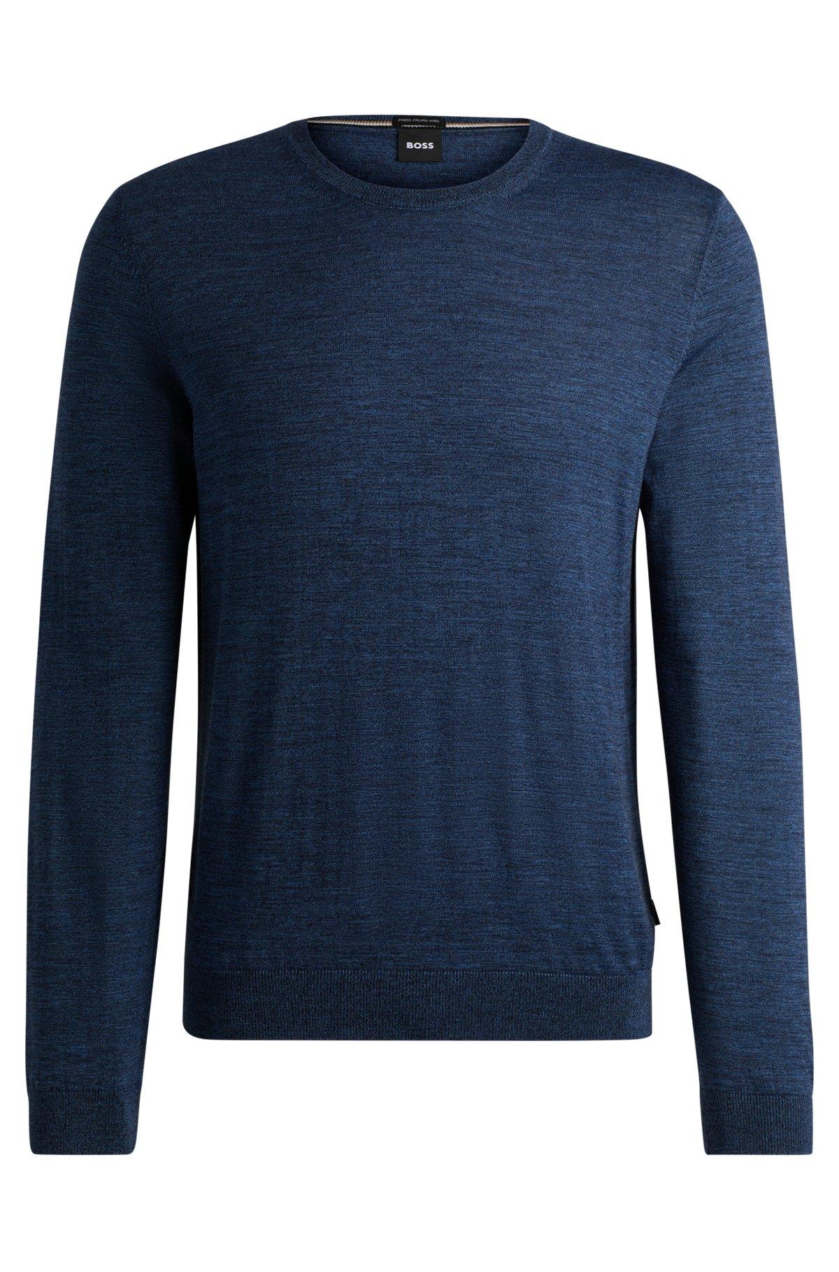 Slim-fit sweater in merino wool with crew neckline Product Image