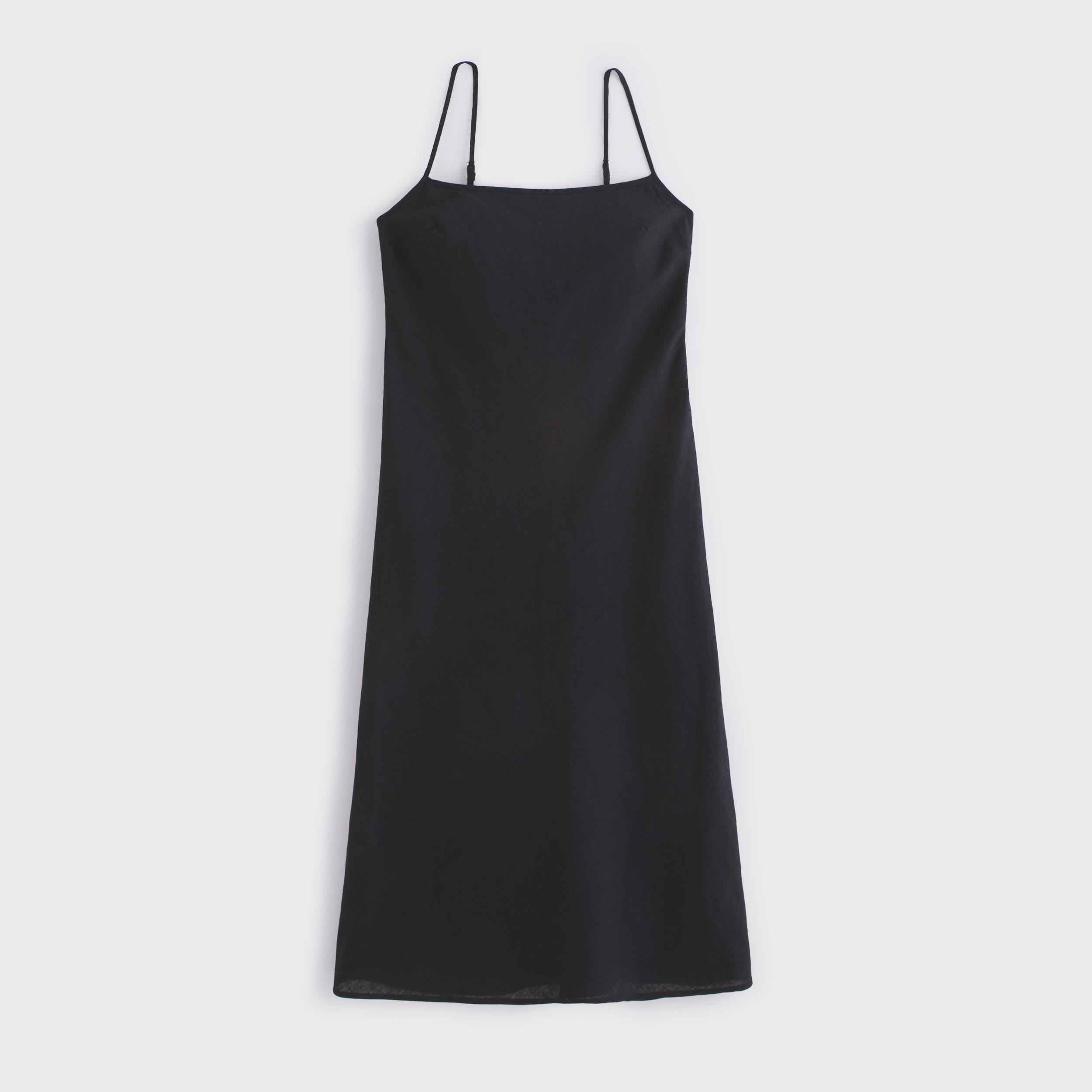The A&F Julia Slip Linen-Blend Midi Dress Product Image