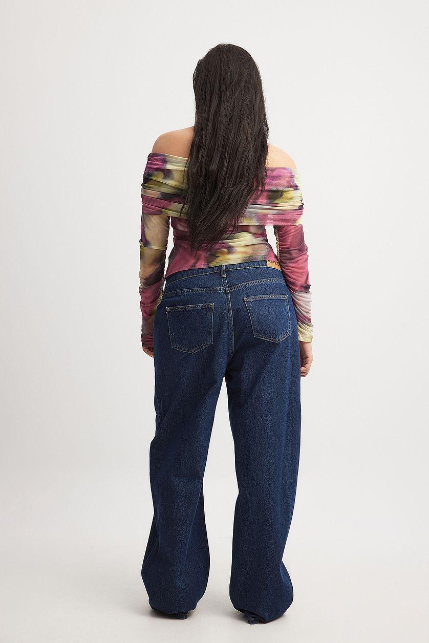 Mesh Off Shoulder Top Multicolor Product Image