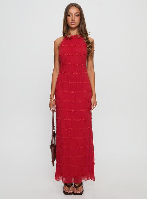 Klarissa Halter Maxi Dress Red Product Image