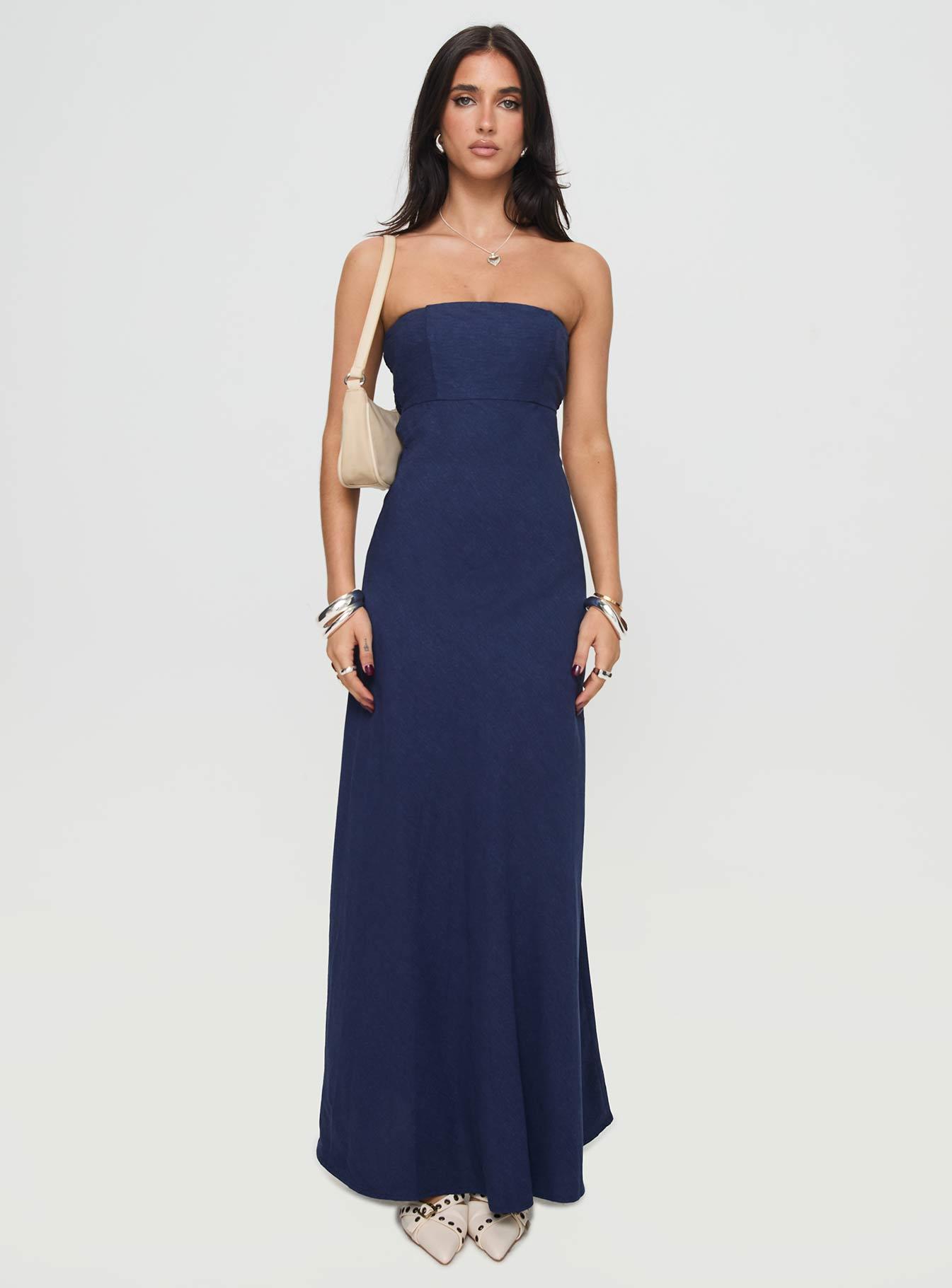 Yahir Strapless Maxi Dress Navy Product Image