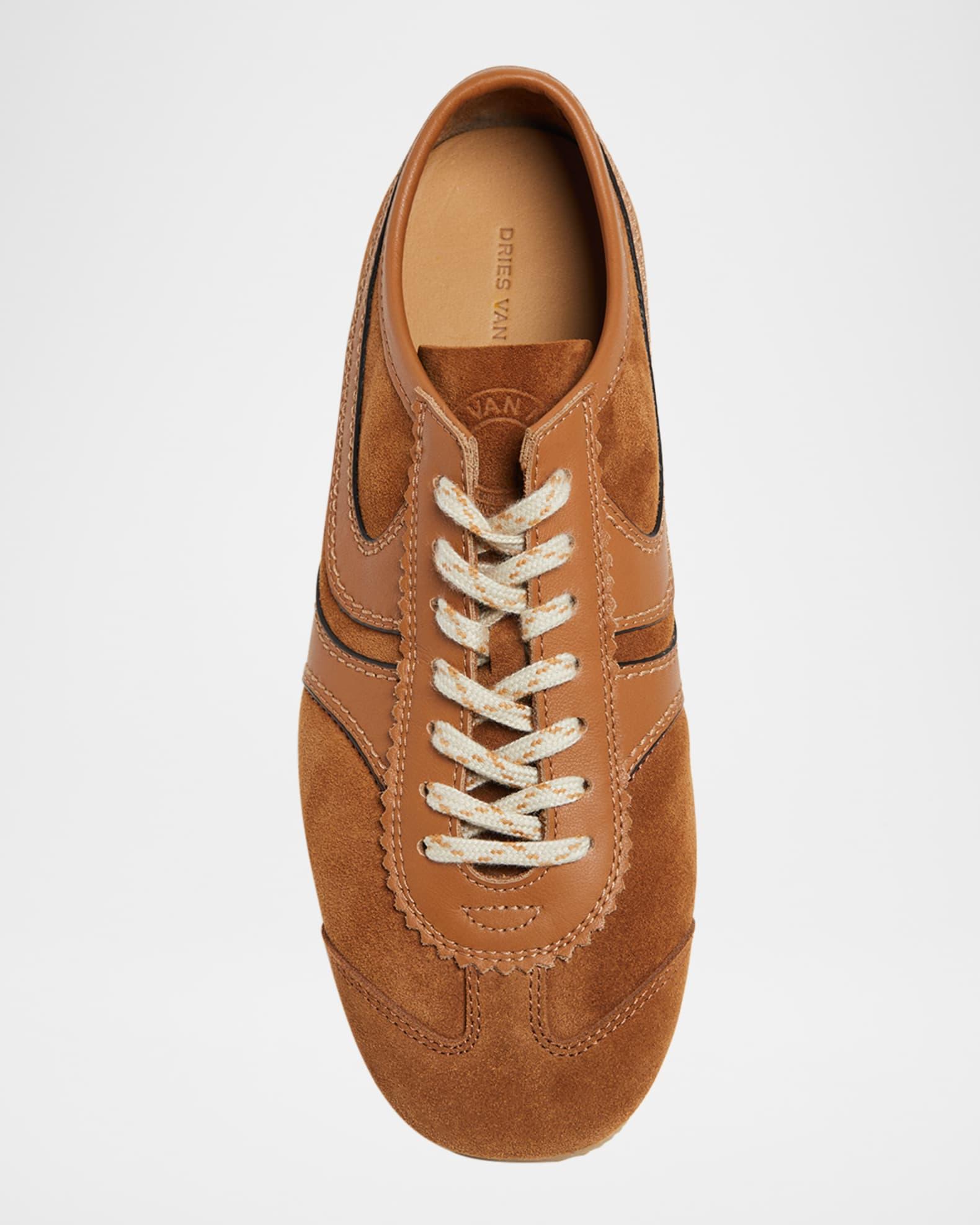 Mixed Leather Retro Runner Sneakers Product Image