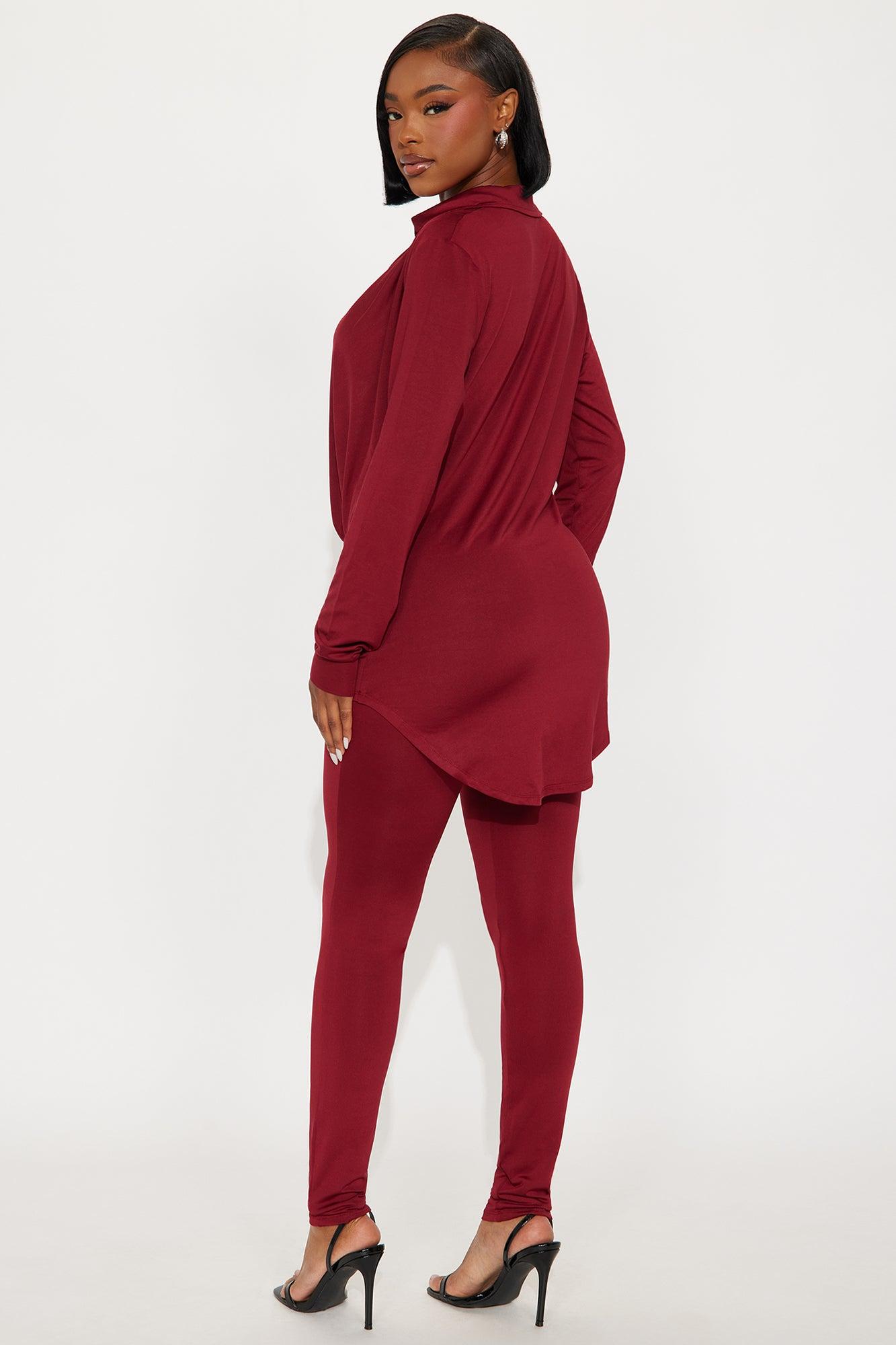 Monique Cowl Neck Legging Set - Burgundy Female Product Image