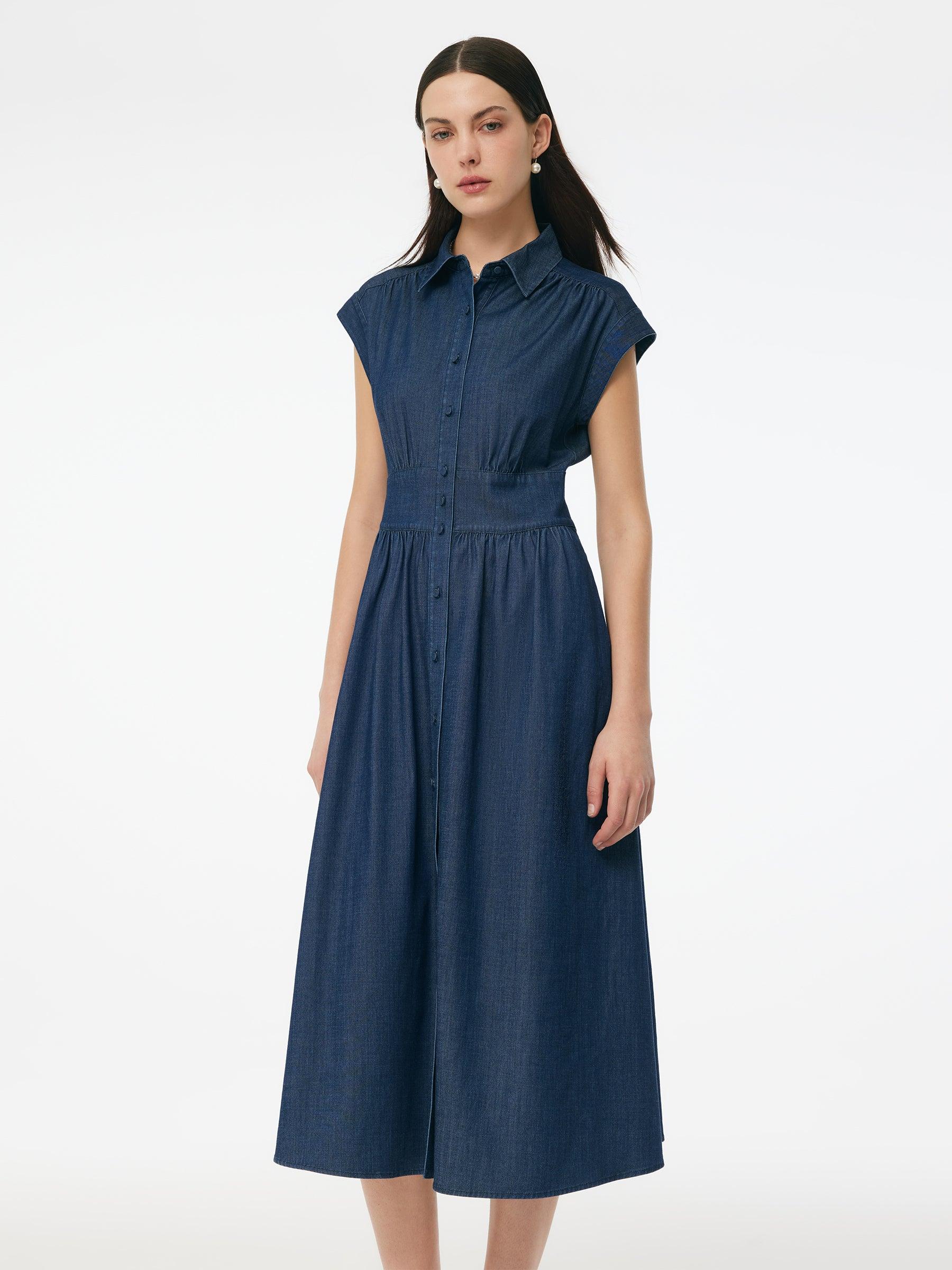 Denim Stretch Women Maxi Shirt Dress Product Image