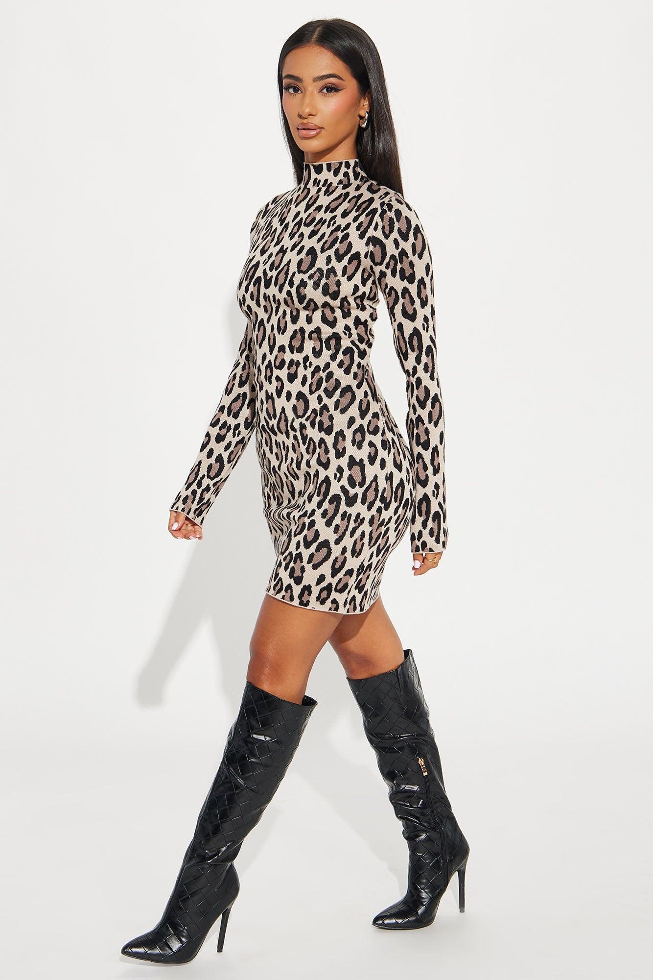 Safari Sweater Mini Dress - Brown/combo Female Product Image