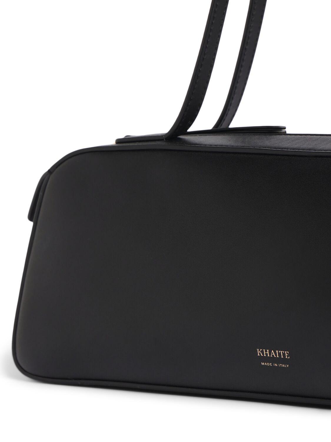 KHAITE Simona Crackle Patent Leather Shoulder Bag In Black Product Image