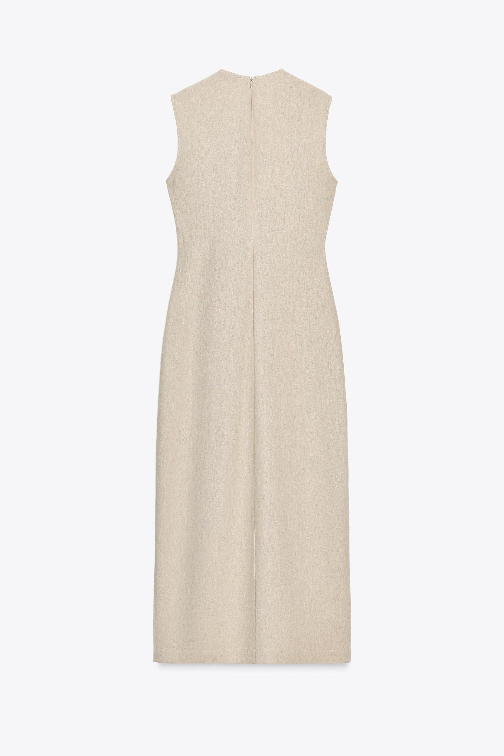 LINEN BUCKLE MIDI DRESS Product Image