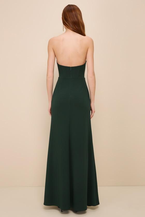 Passionate Admiration Emerald Strapless Bustier Maxi Dress Product Image