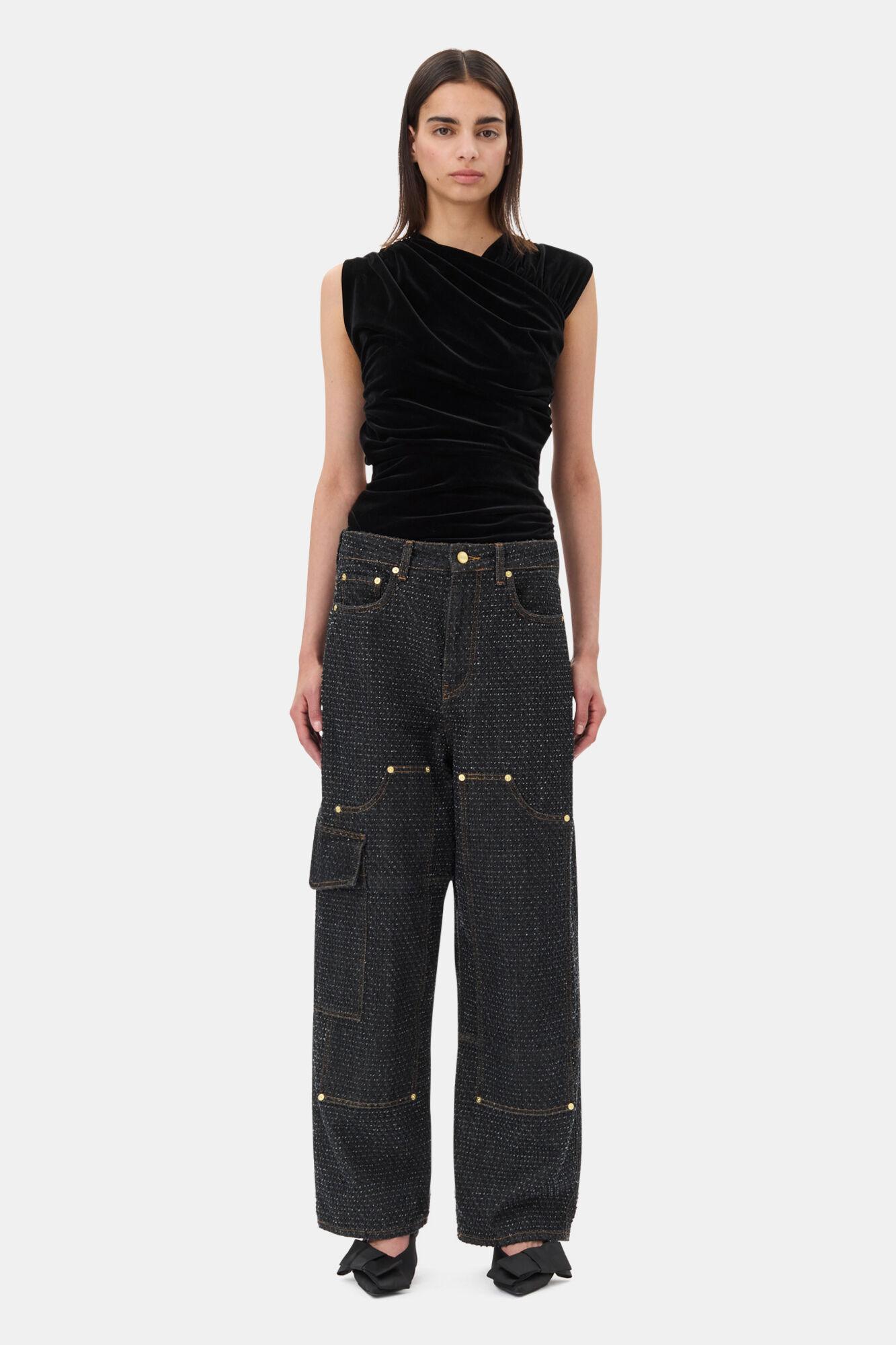 Black Velvet Ruched Top Product Image