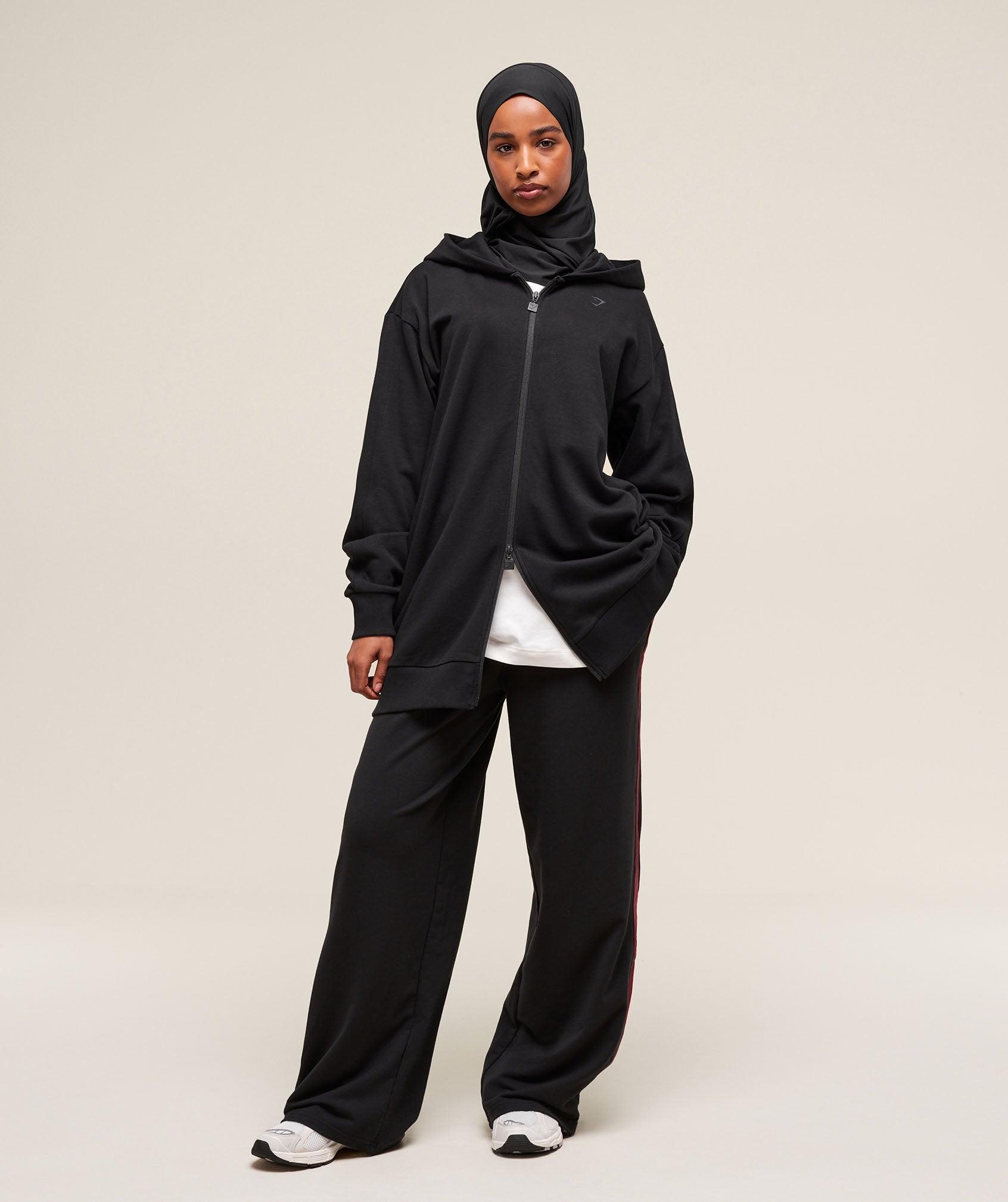 Gymshark Covered Longline Zip Up Hoodie - Black Female Product Image