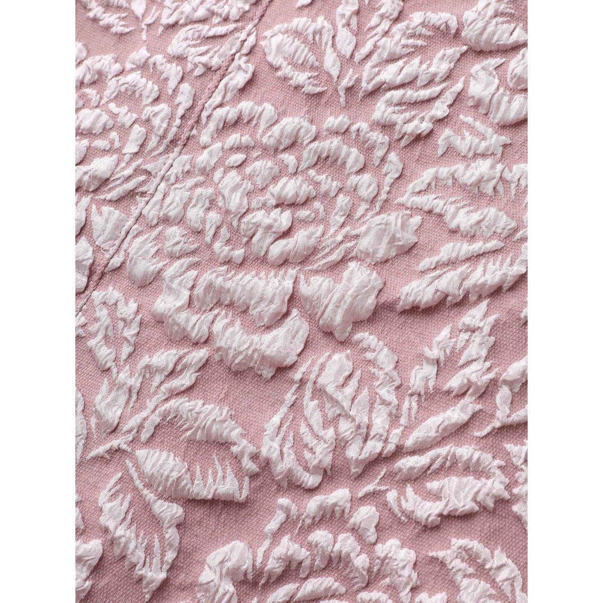 Plus Size Floral Plisse Pocket Plicated Detail Jacquard Skirt Women DustyPink Elegant Non No stretch Slanted pocket Everyday Skirts BloomChic 28/5X Product Image