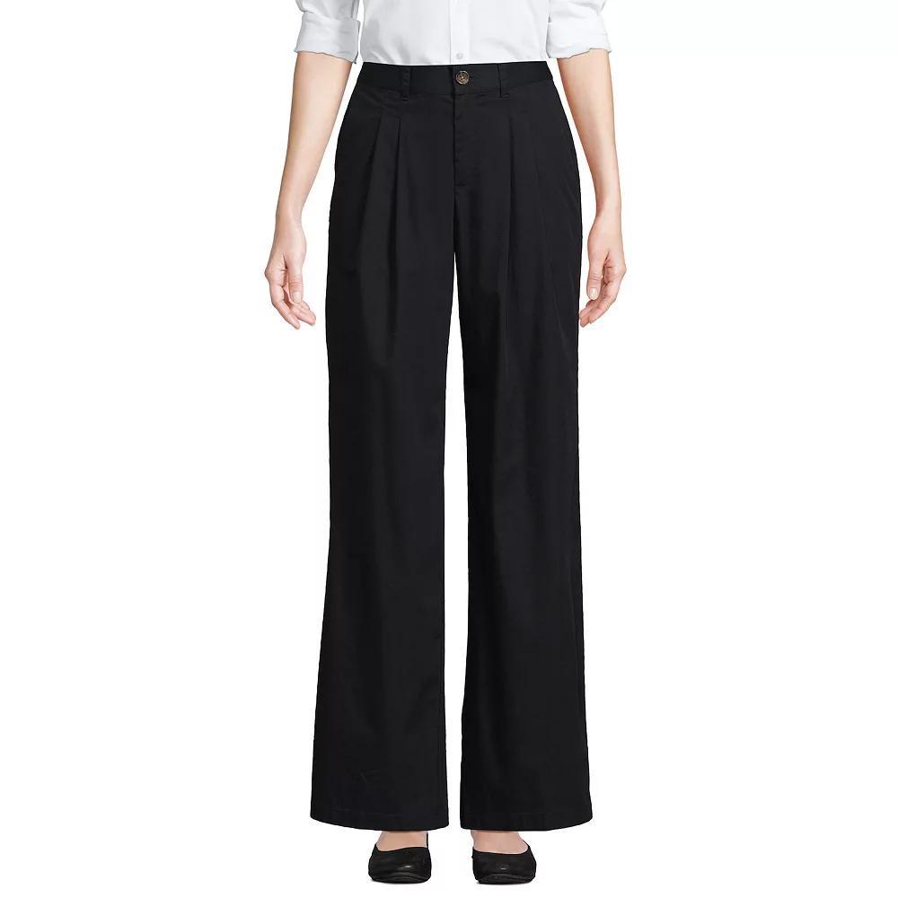 Women's Lands' End High Rise Crisp Poplin Chino Wide Leg Pants,  Product Image