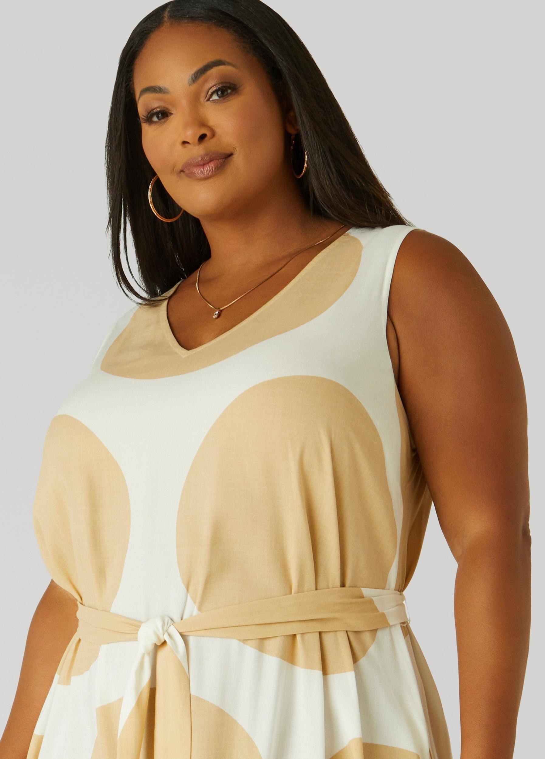 Belted Polka Dot Midi Dress Product Image