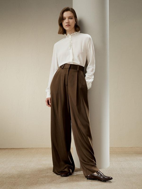 Crêpe de Chine Blouse with Ruffle Edge Product Image