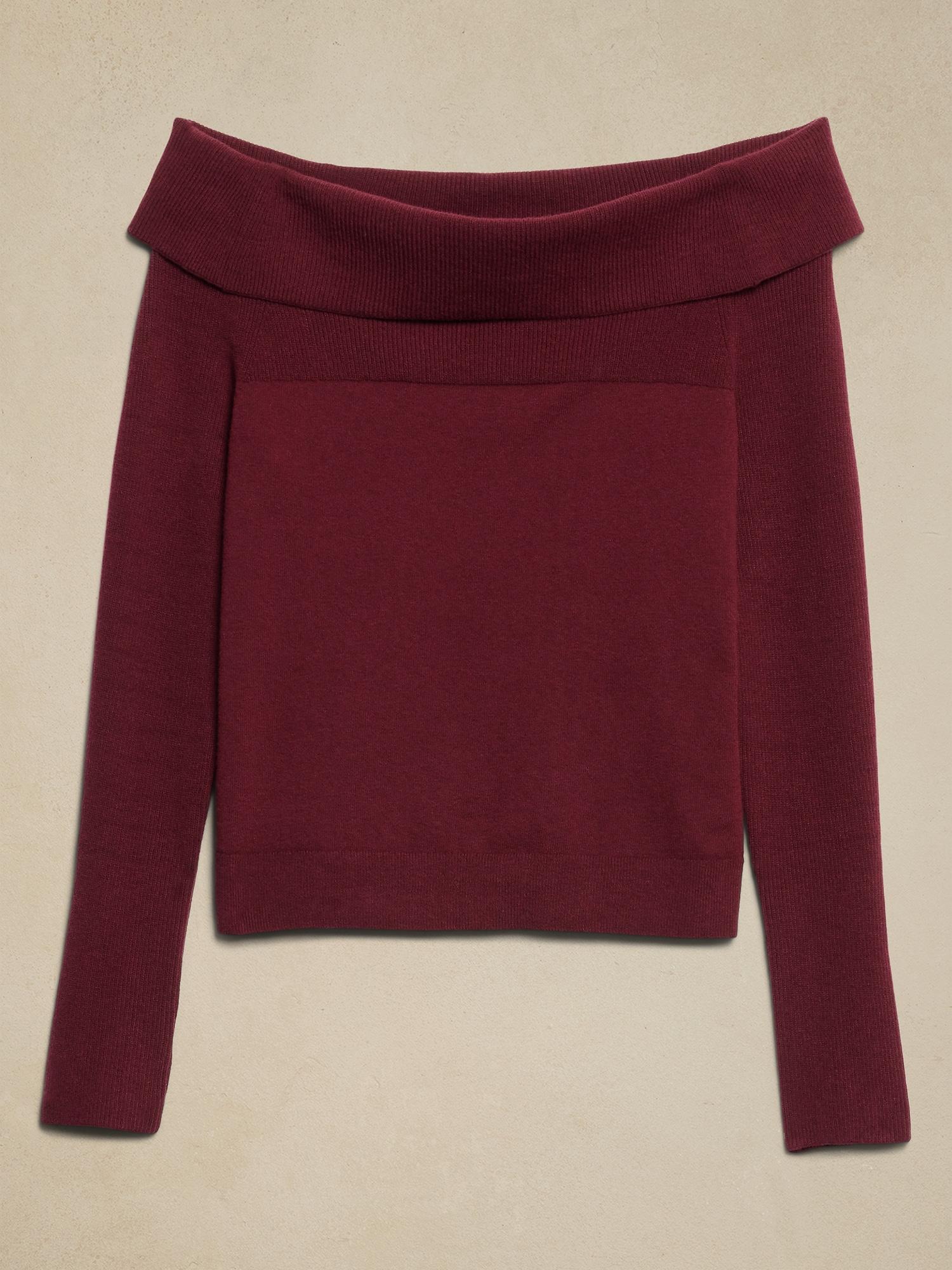 Off -The-Shoulder Pullover Sweater Product Image