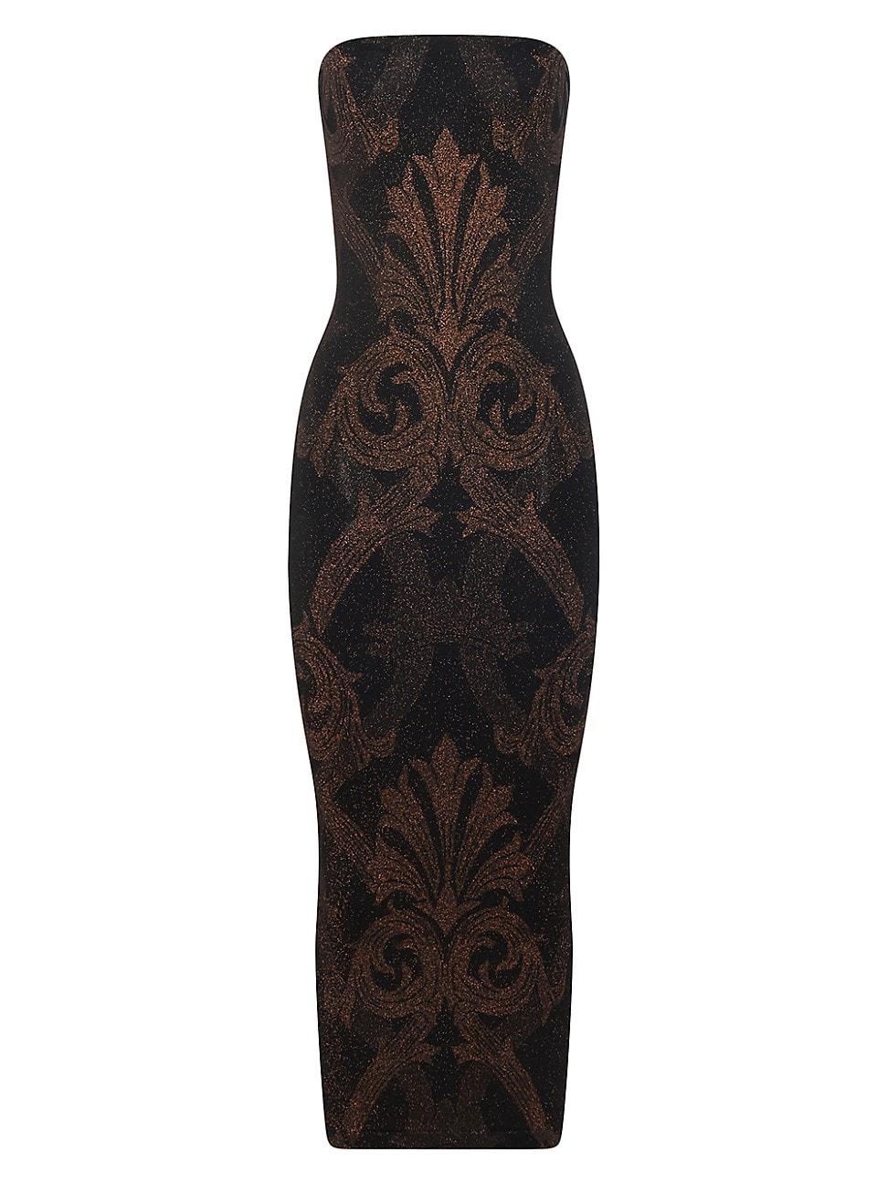 Womens Etro x Wolford Shiny Patterned Metallic Jacquard Midi-Dress Product Image