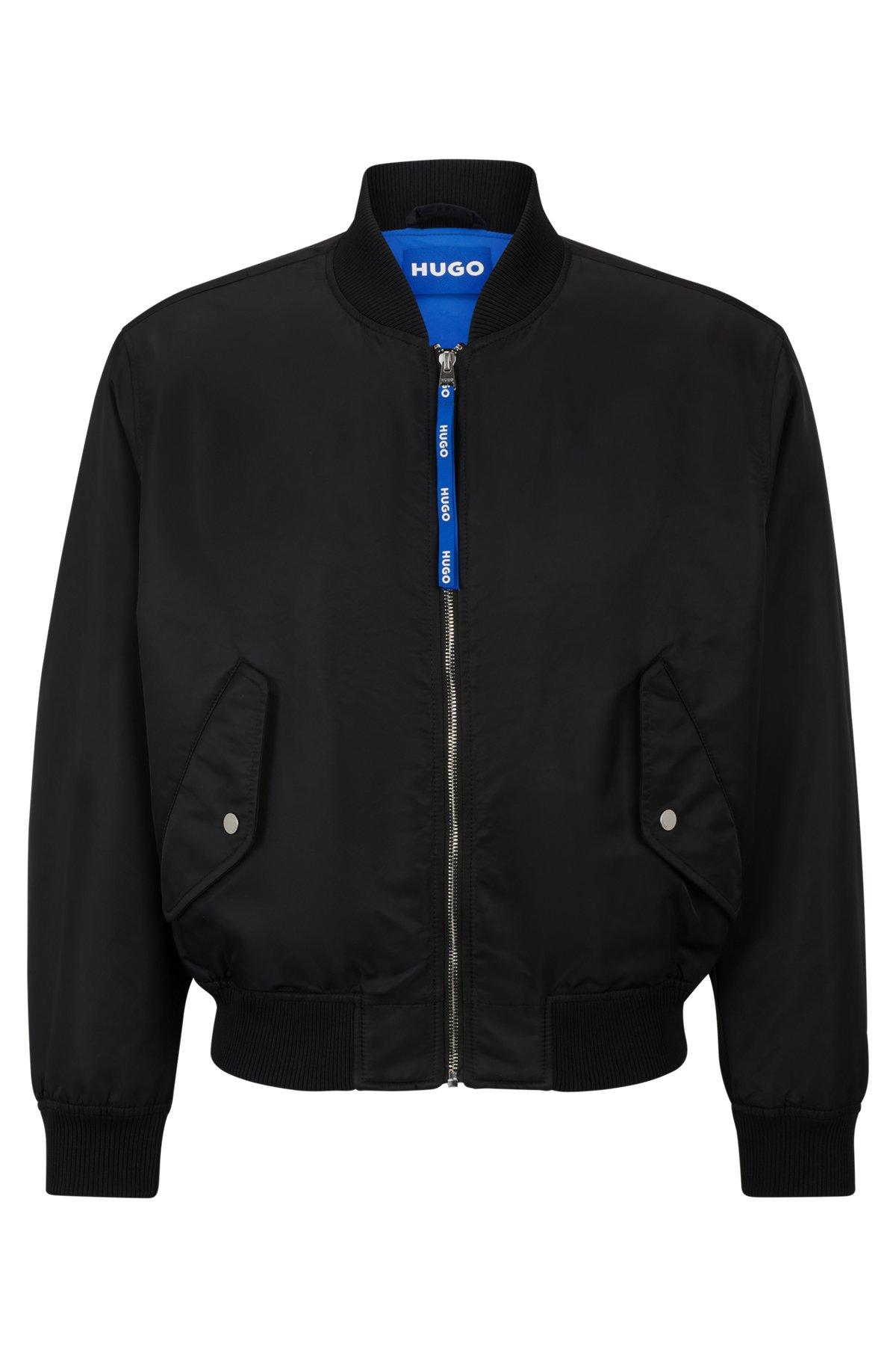 HUGO - Water-repellent bomber jacket with branded zip puller - Black Product Image