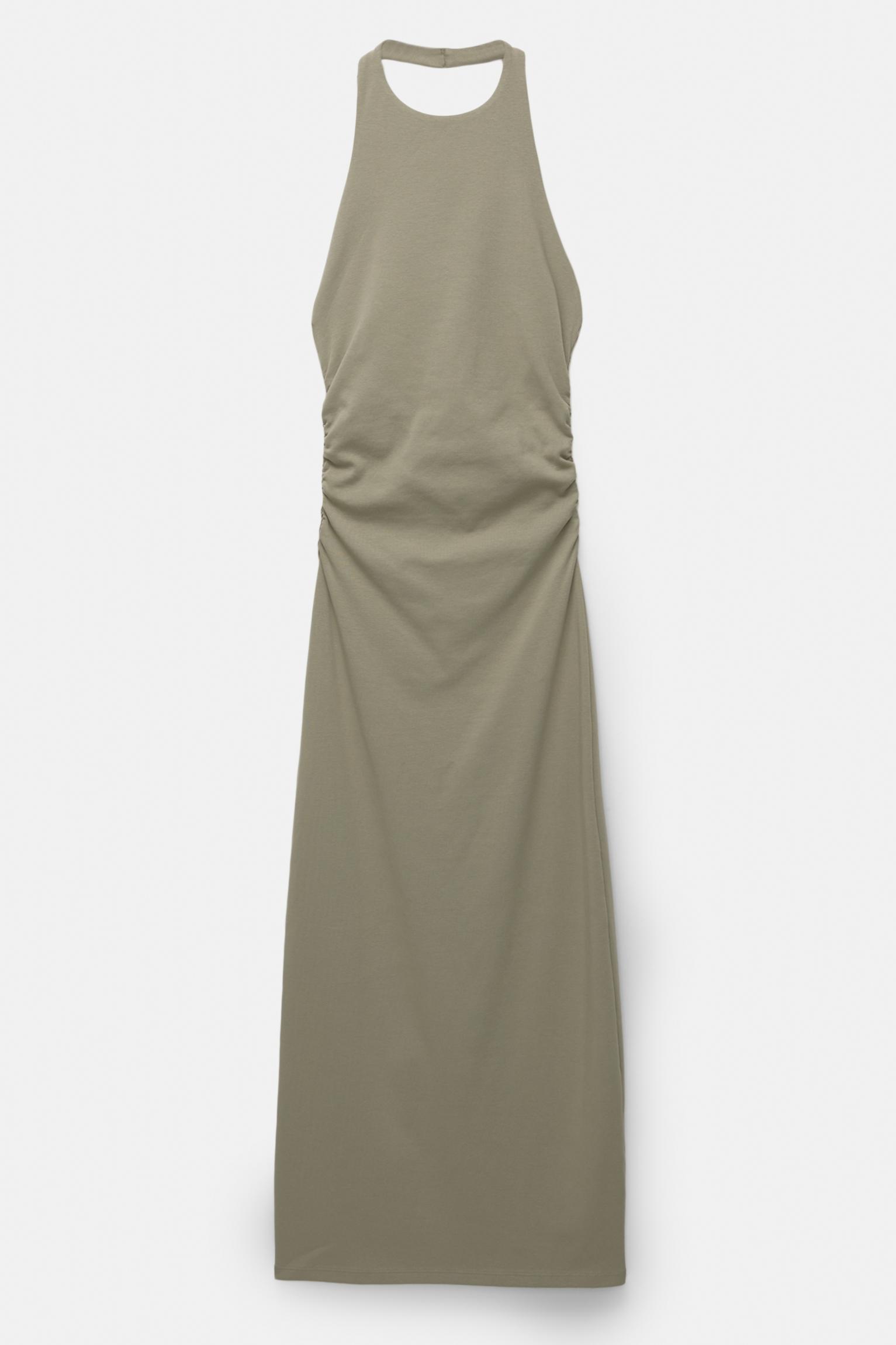 Gathered halter midi dress Product Image