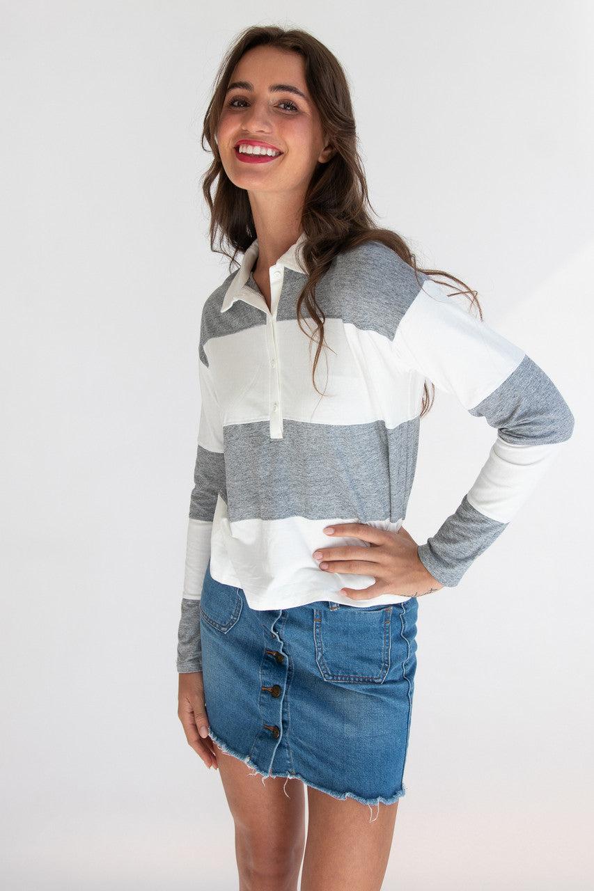 Long Sleeve Rugby Polo Tee Product Image